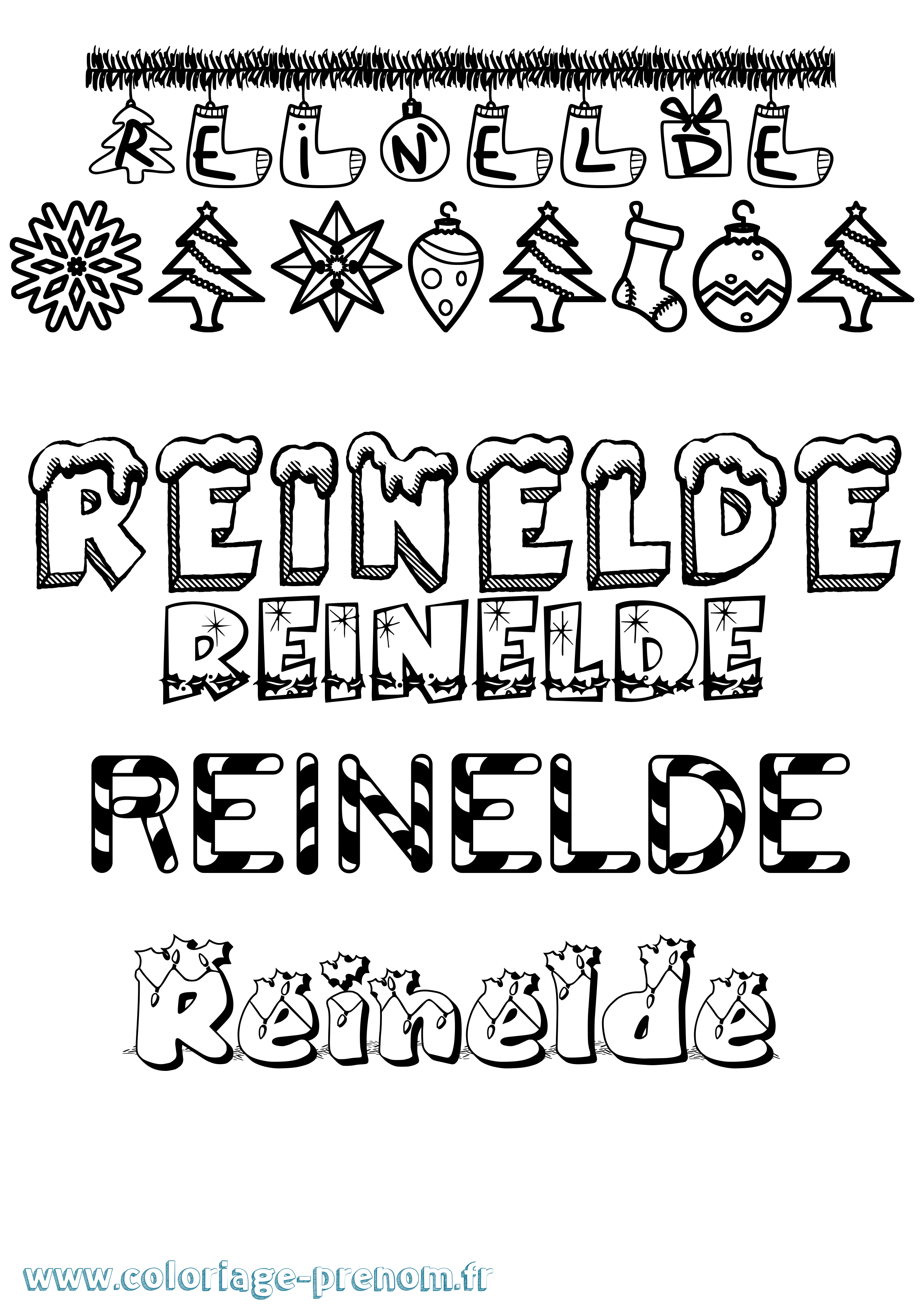 Coloriage Reinelde Noël Coloriage prénom Reinelde Noël