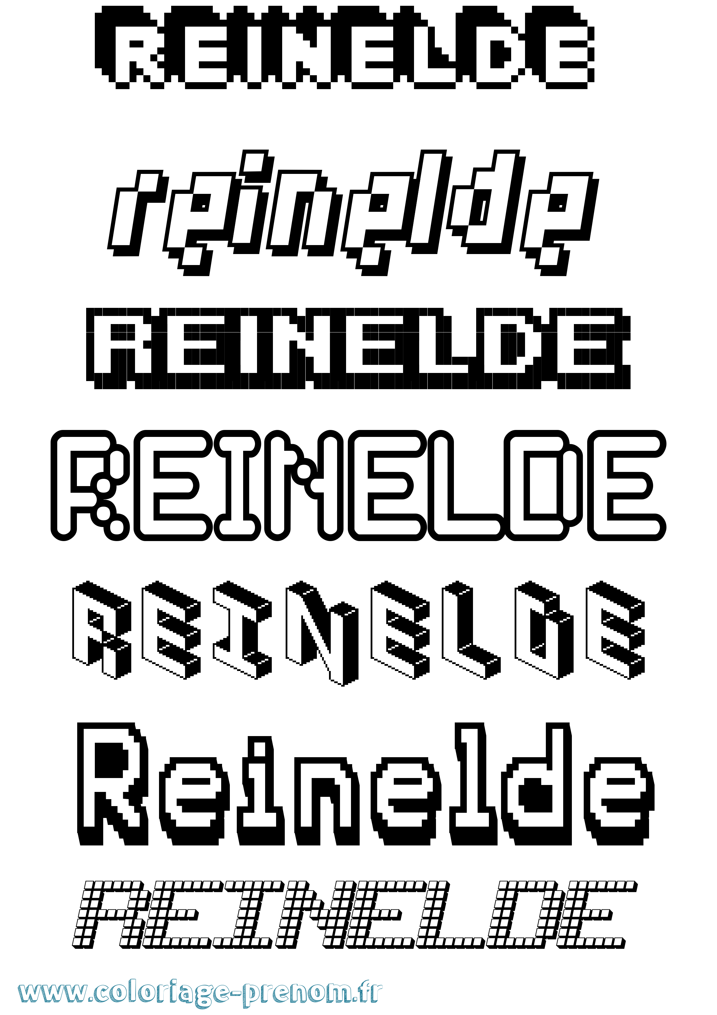 Coloriage Reinelde Pixel Coloriage prénom Reinelde Pixel