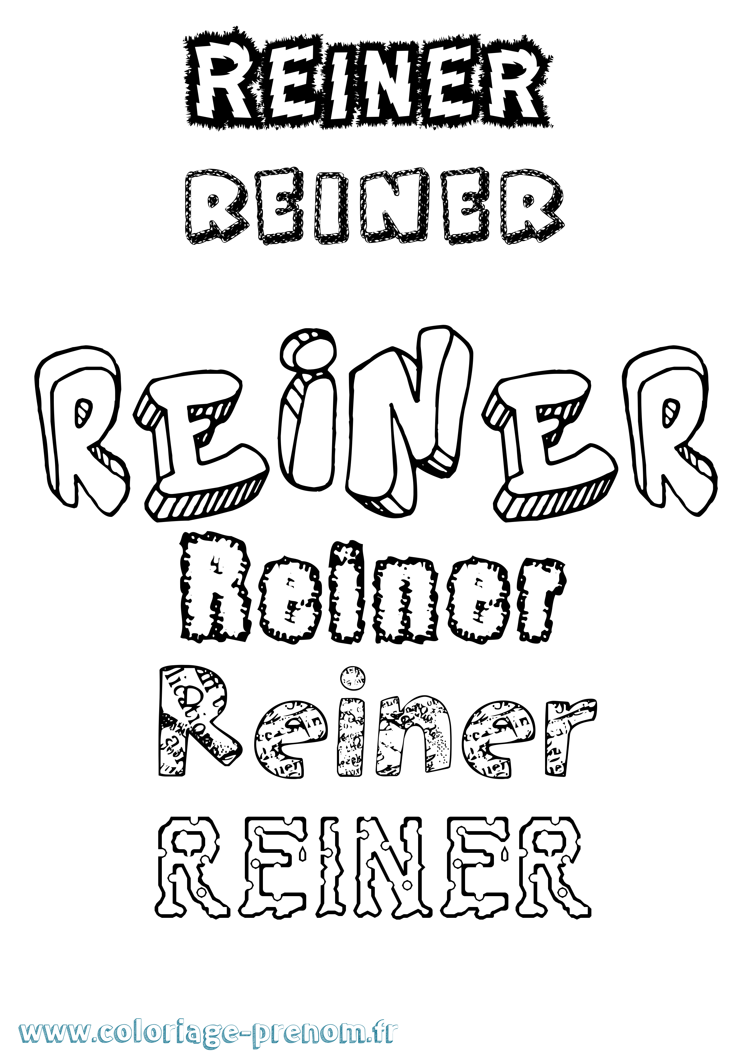 Coloriage Reiner Destructuré Coloriage prénom Reiner Destructuré