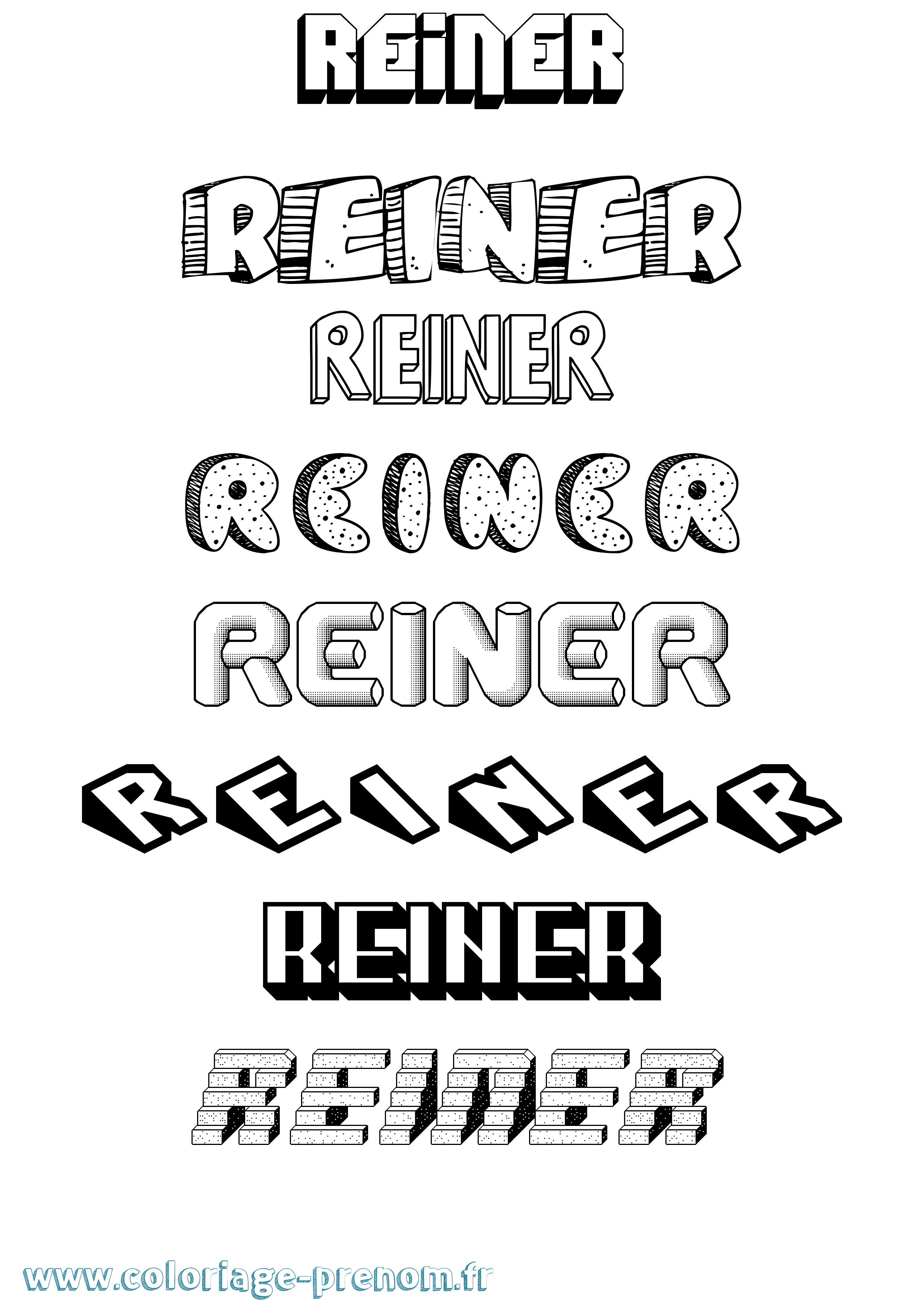 Coloriage Reiner Effet 3D Coloriage prénom Reiner Effet 3D
