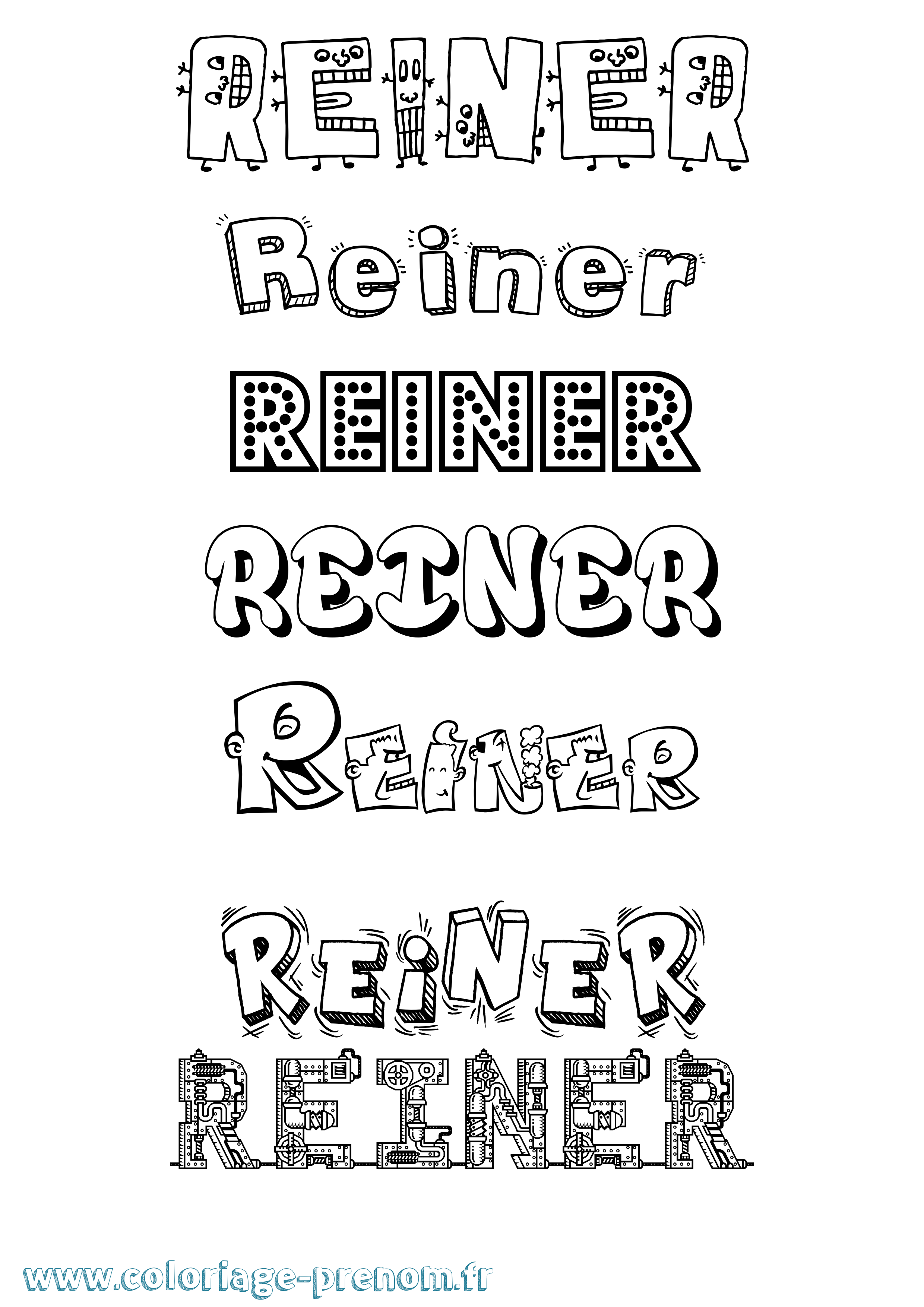 Coloriage Reiner Fun Coloriage prénom Reiner Fun
