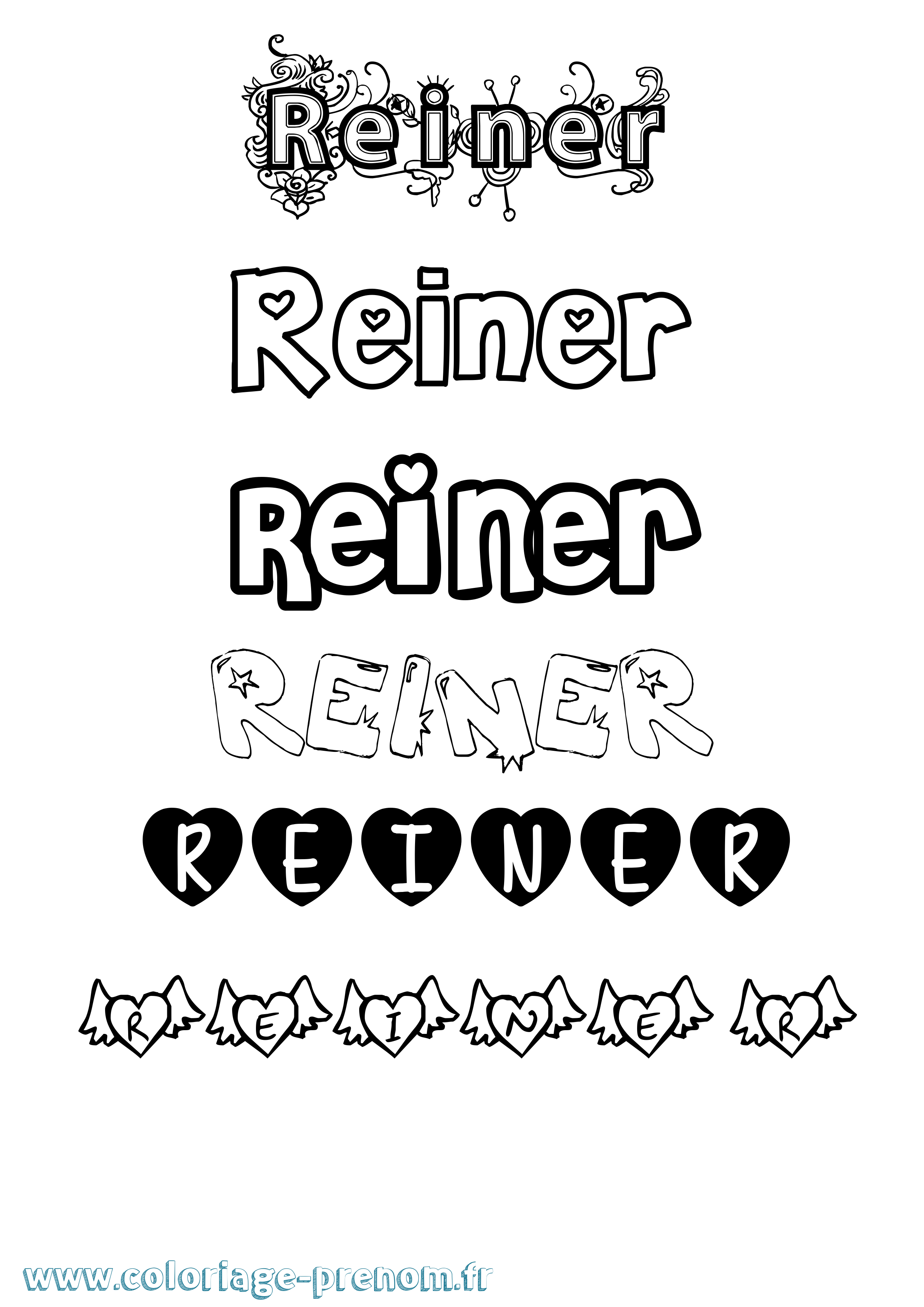 Coloriage Reiner Girly Coloriage prénom Reiner Girly