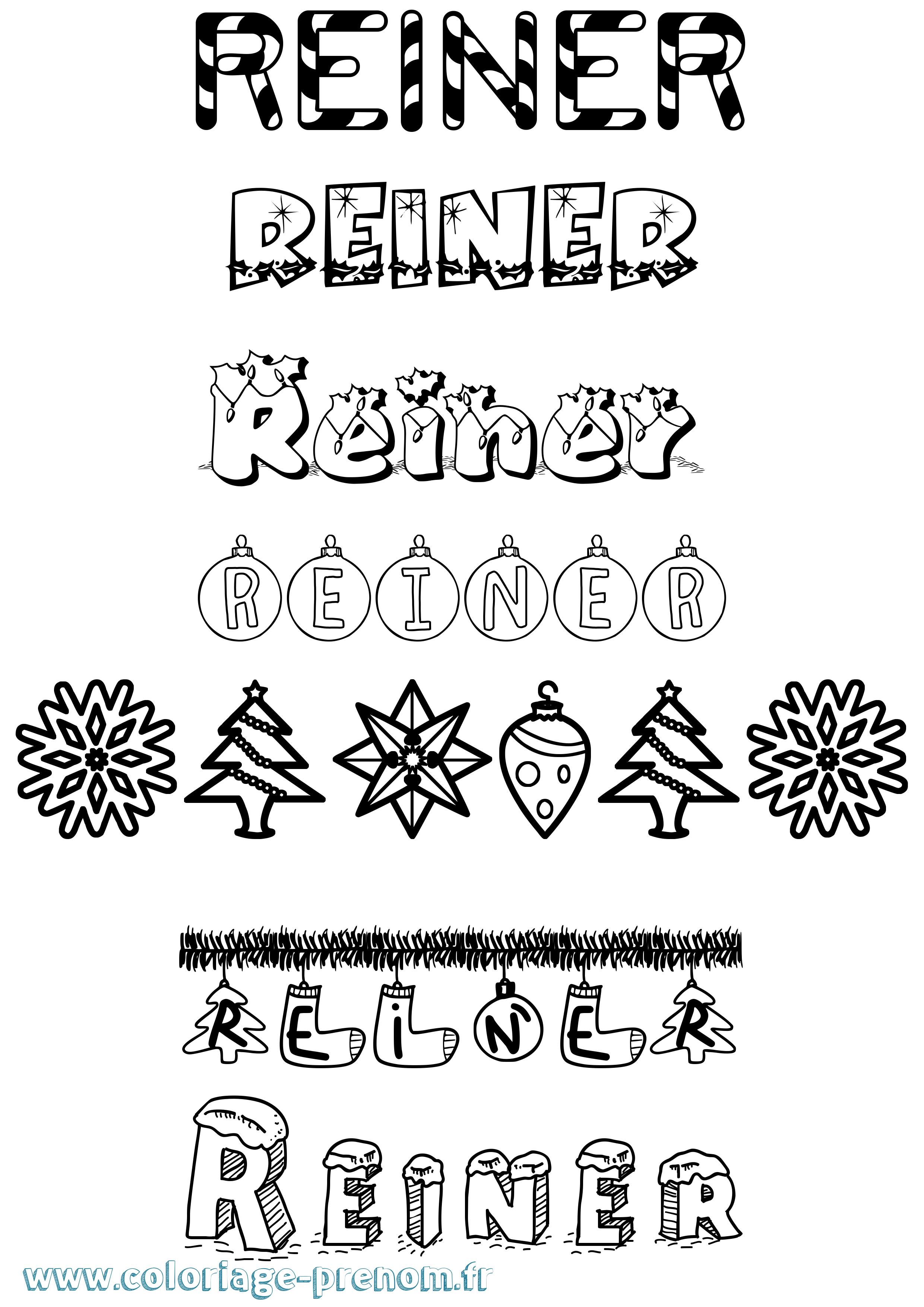 Coloriage Reiner Noël Coloriage prénom Reiner Noël