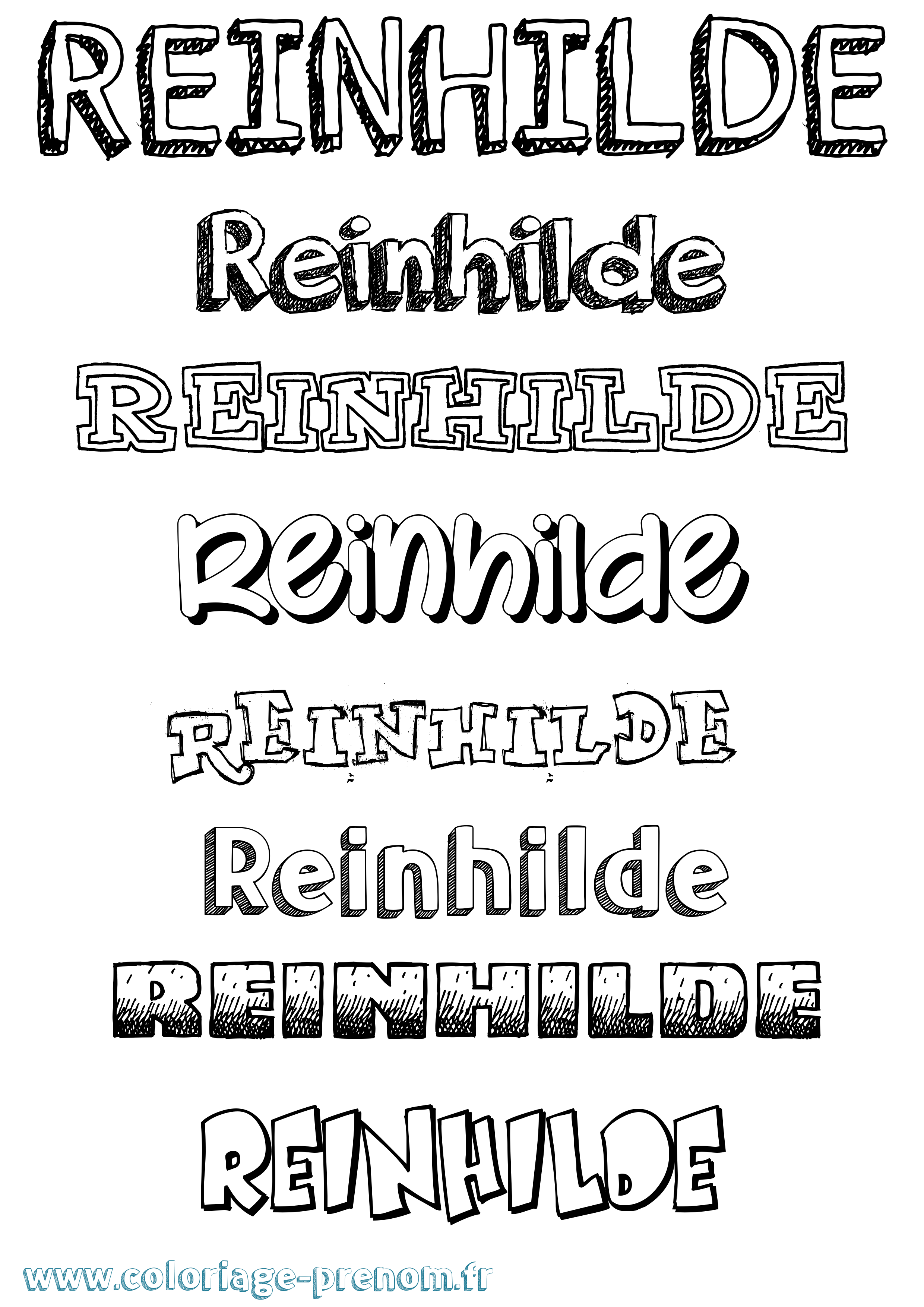 Coloriage Reinhilde Dessiné Coloriage prénom Reinhilde Dessiné