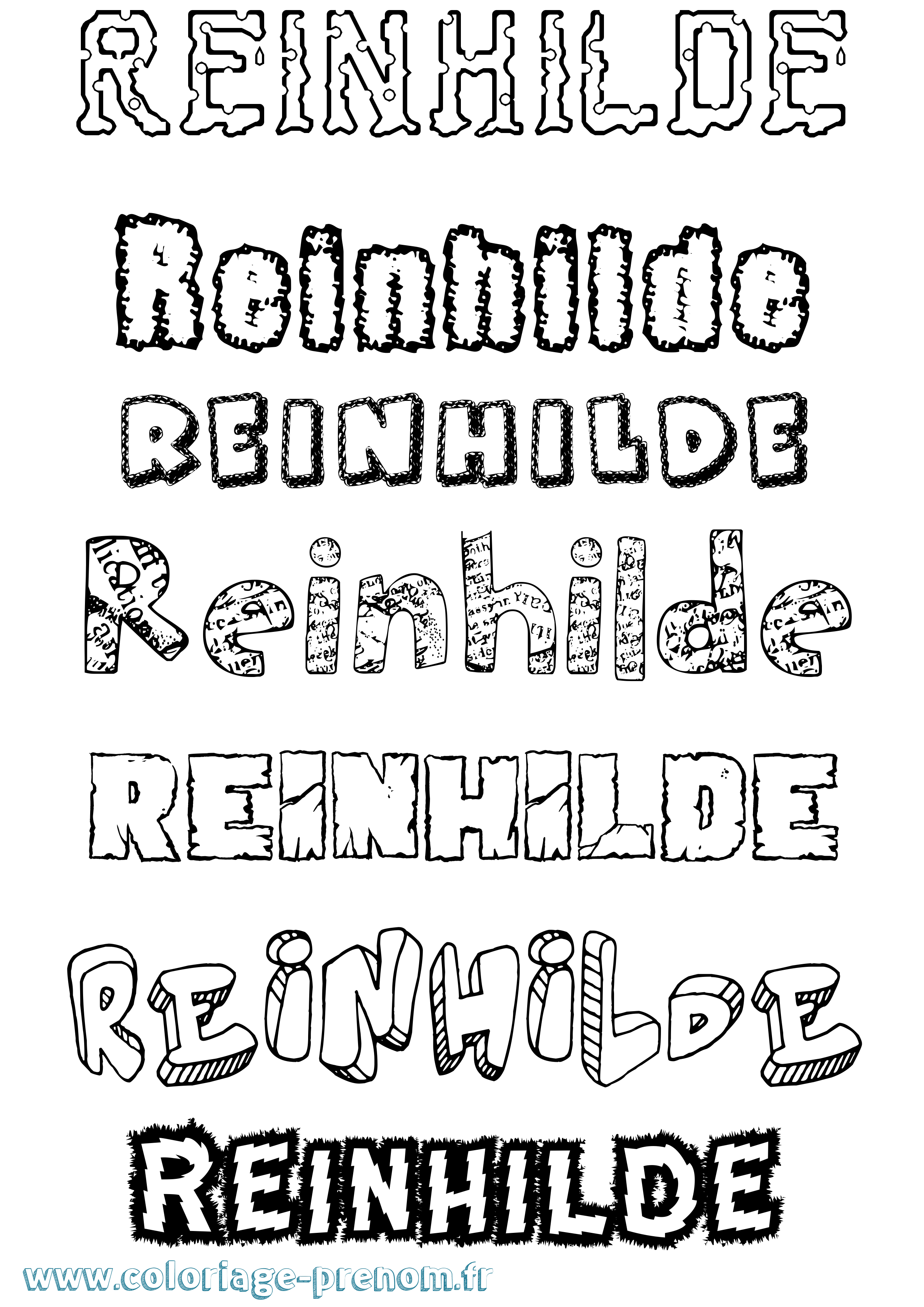 Coloriage Reinhilde Destructuré Coloriage prénom Reinhilde Destructuré