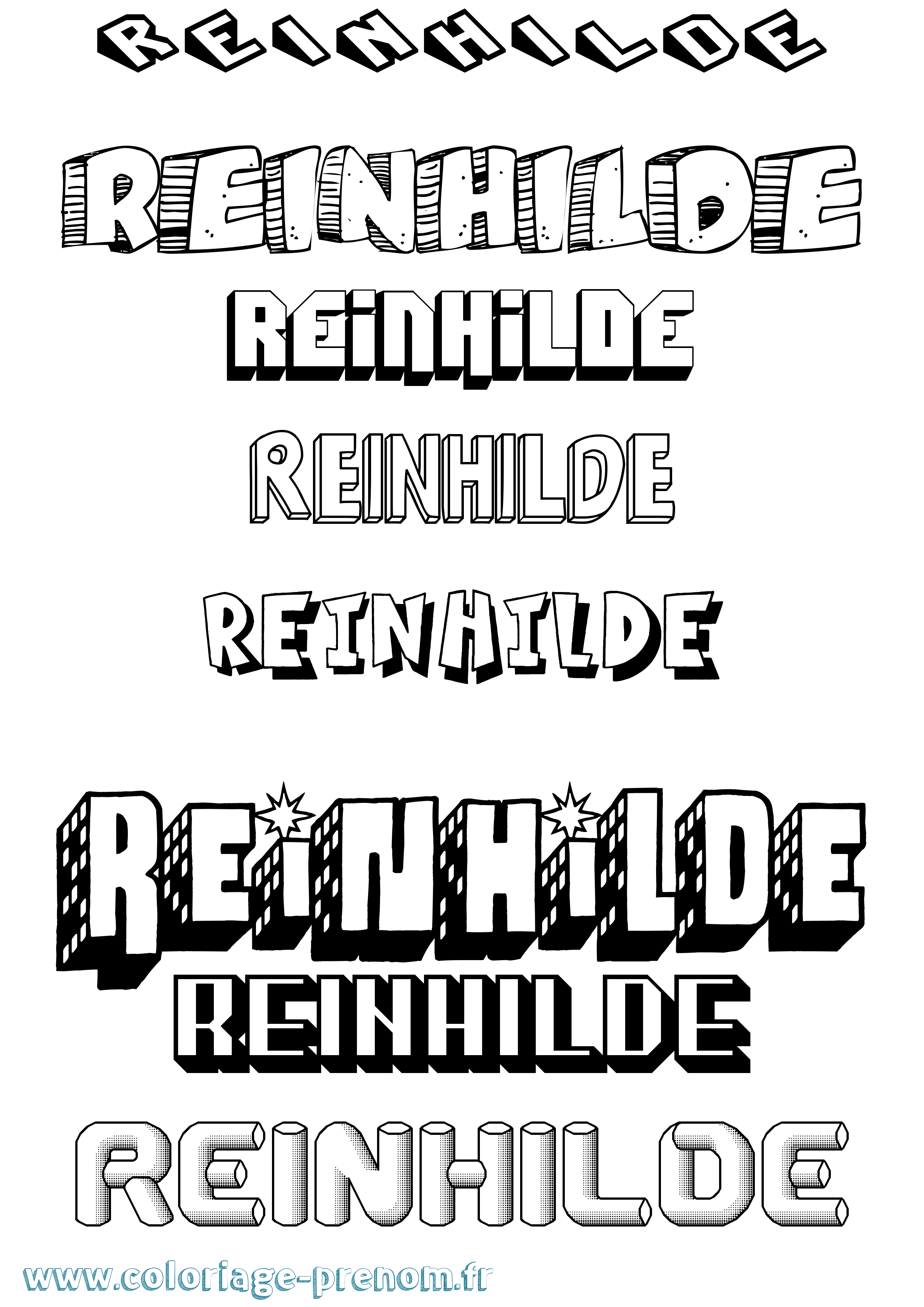 Coloriage Reinhilde Effet 3D Coloriage prénom Reinhilde Effet 3D