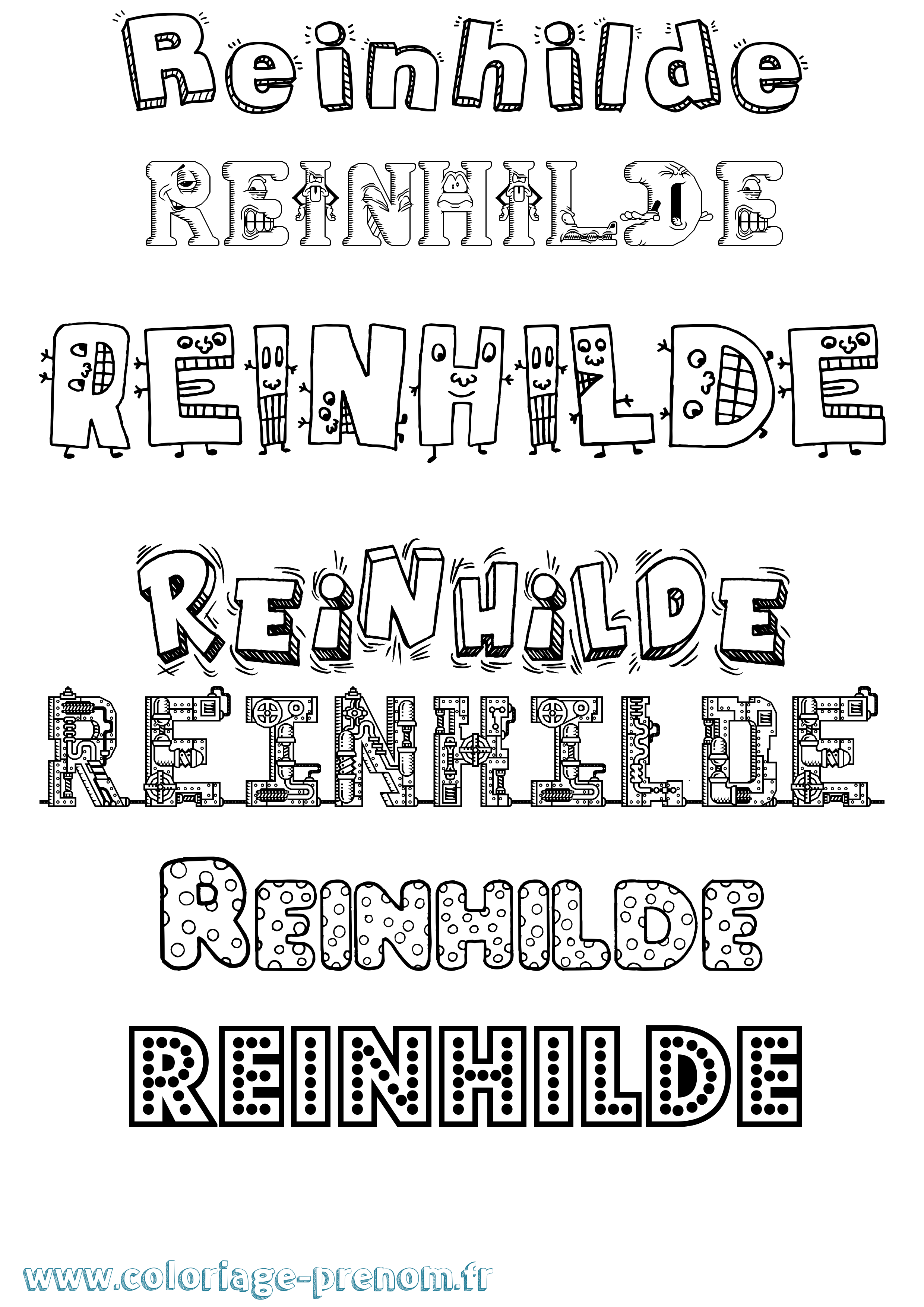 Coloriage Reinhilde Fun Coloriage prénom Reinhilde Fun