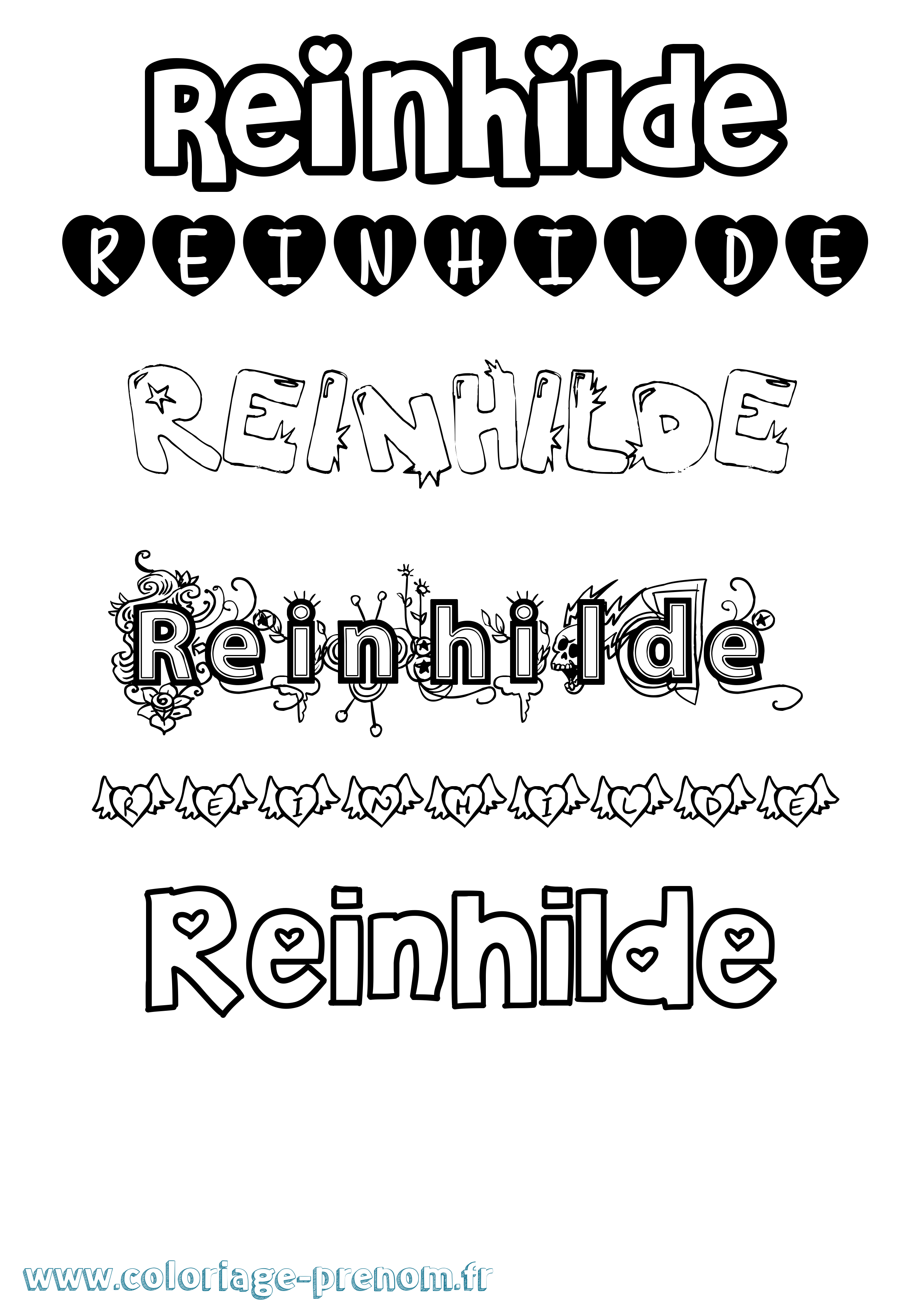 Coloriage Reinhilde Girly Coloriage prénom Reinhilde Girly