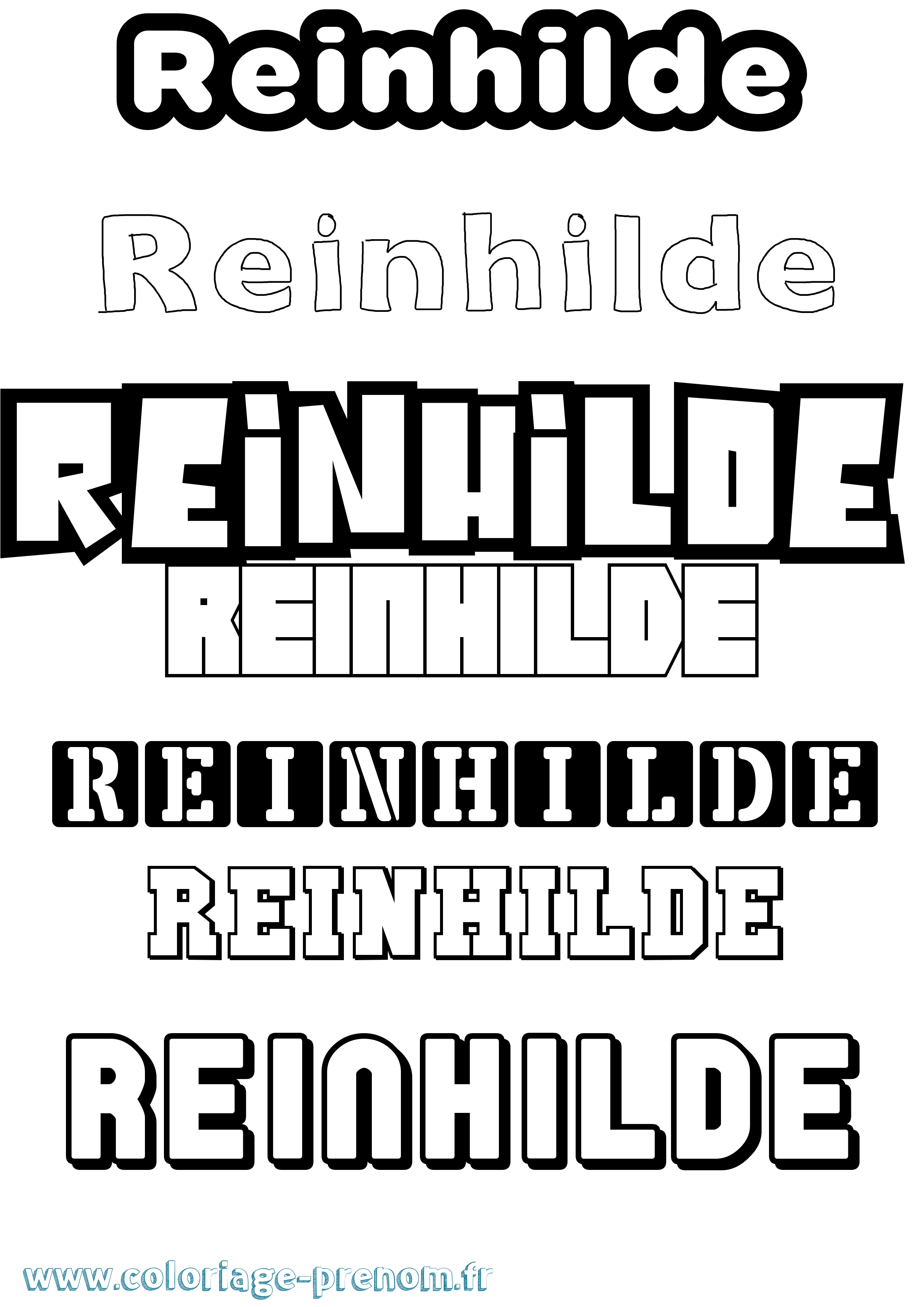 Coloriage Reinhilde Simple Coloriage prénom Reinhilde Simple