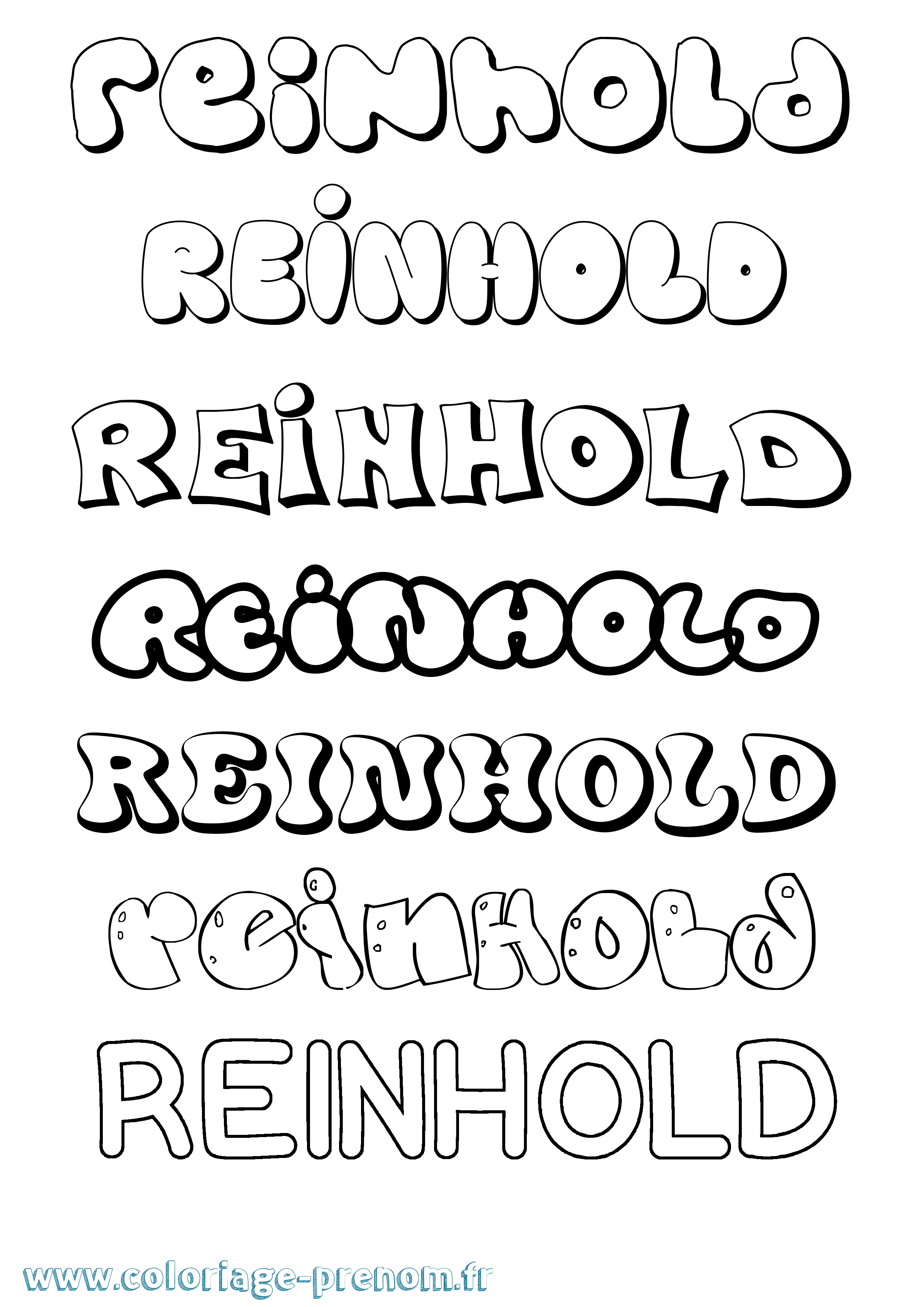 Coloriage Reinhold Bubble Coloriage prénom Reinhold Bubble