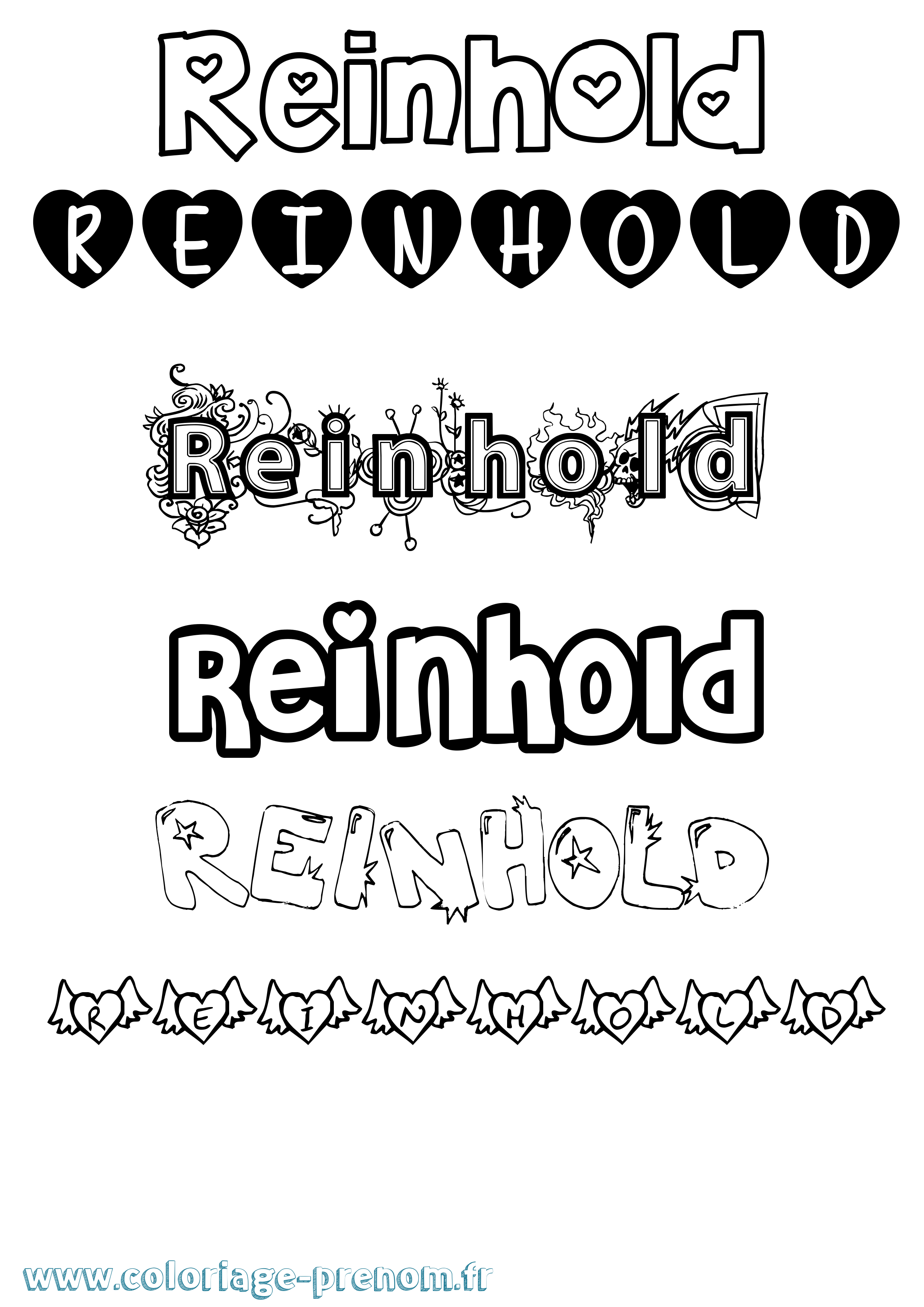 Coloriage Reinhold Girly Coloriage prénom Reinhold Girly