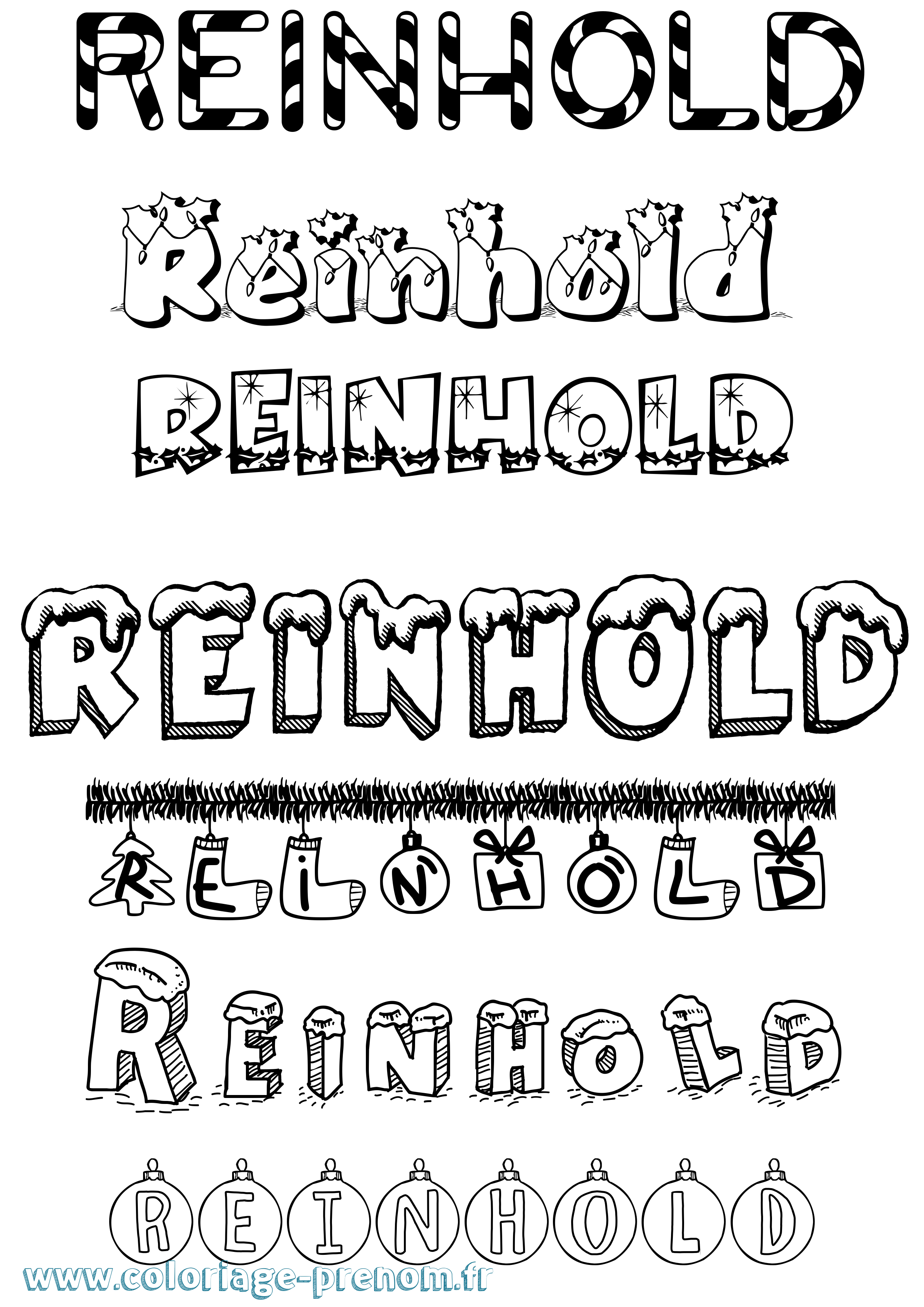 Coloriage Reinhold Noël Coloriage prénom Reinhold Noël