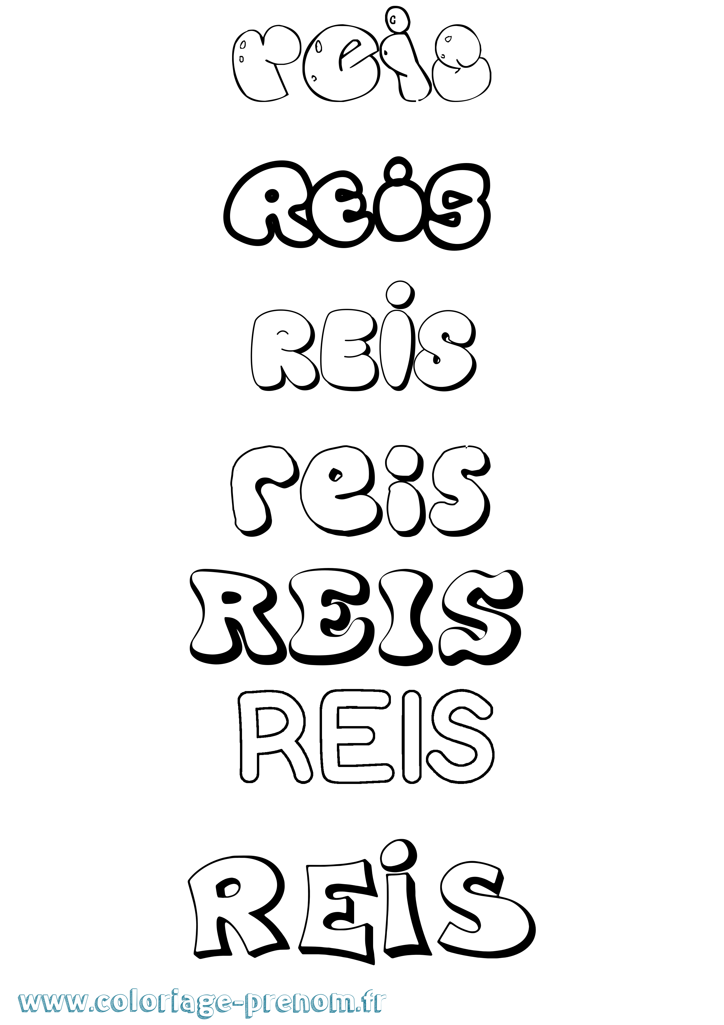 Coloriage Reis Bubble Coloriage prénom Reis Bubble