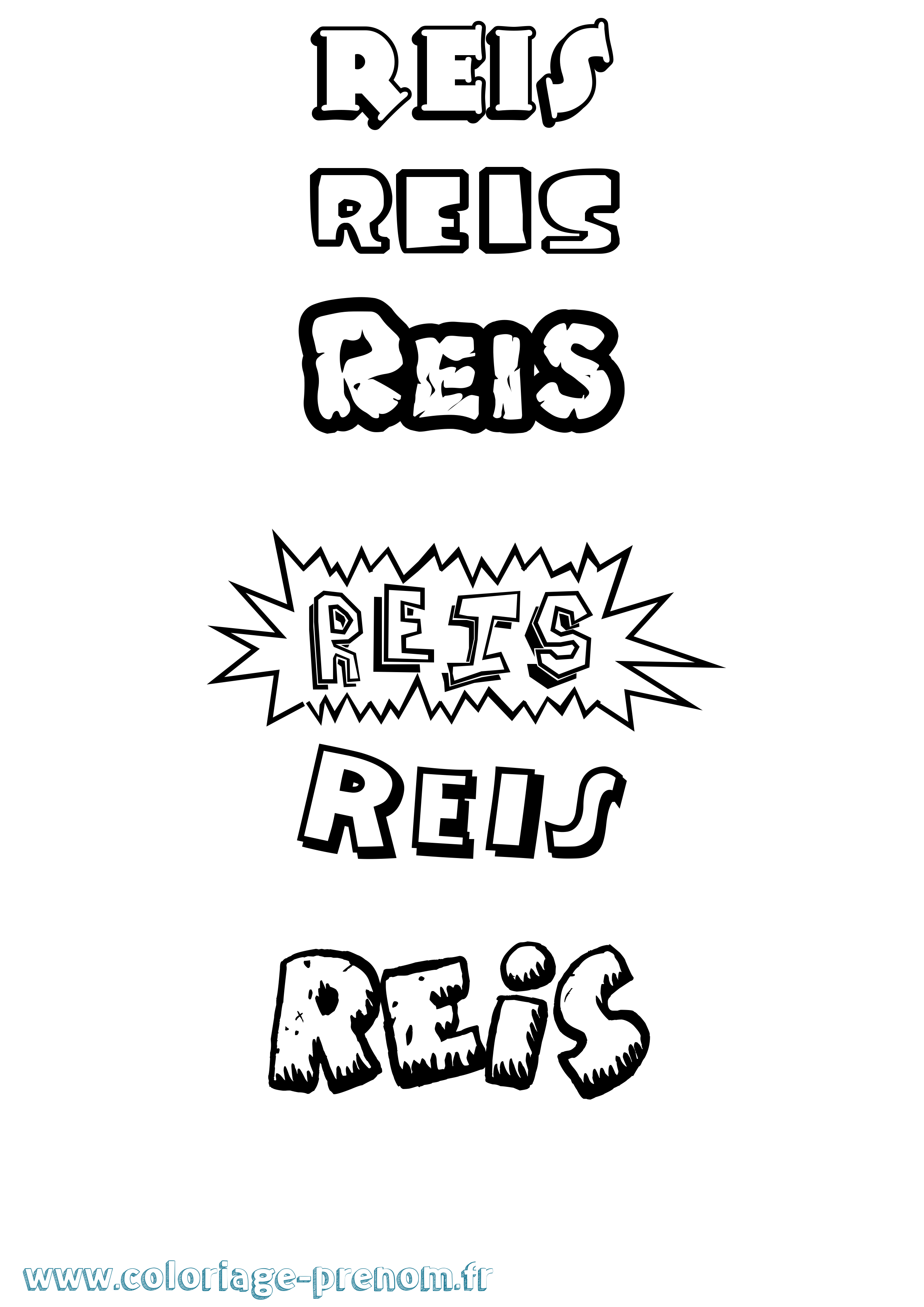 Coloriage Reis Dessin Animé Coloriage prénom Reis Dessin Animé