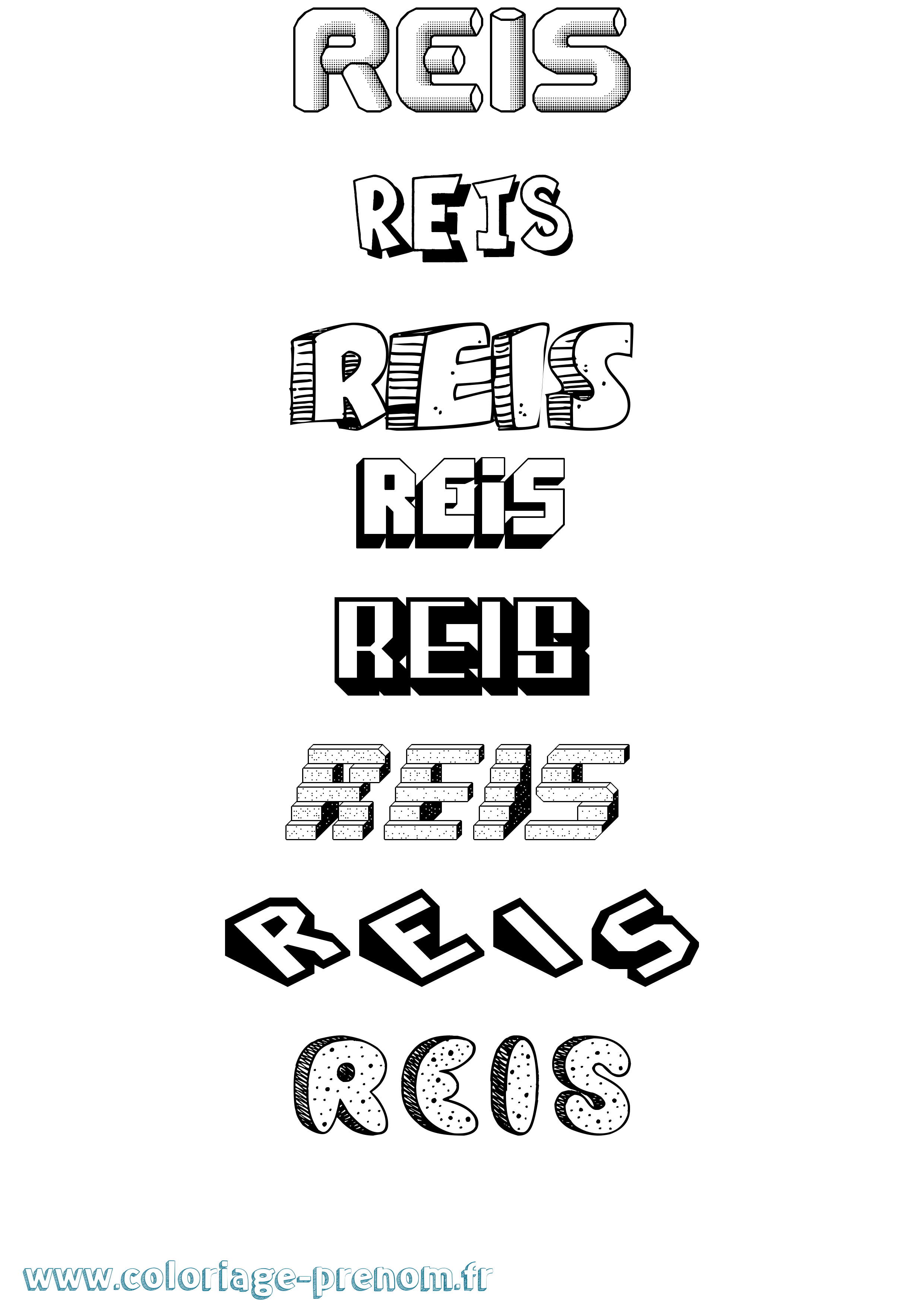 Coloriage Reis Effet 3D Coloriage prénom Reis Effet 3D