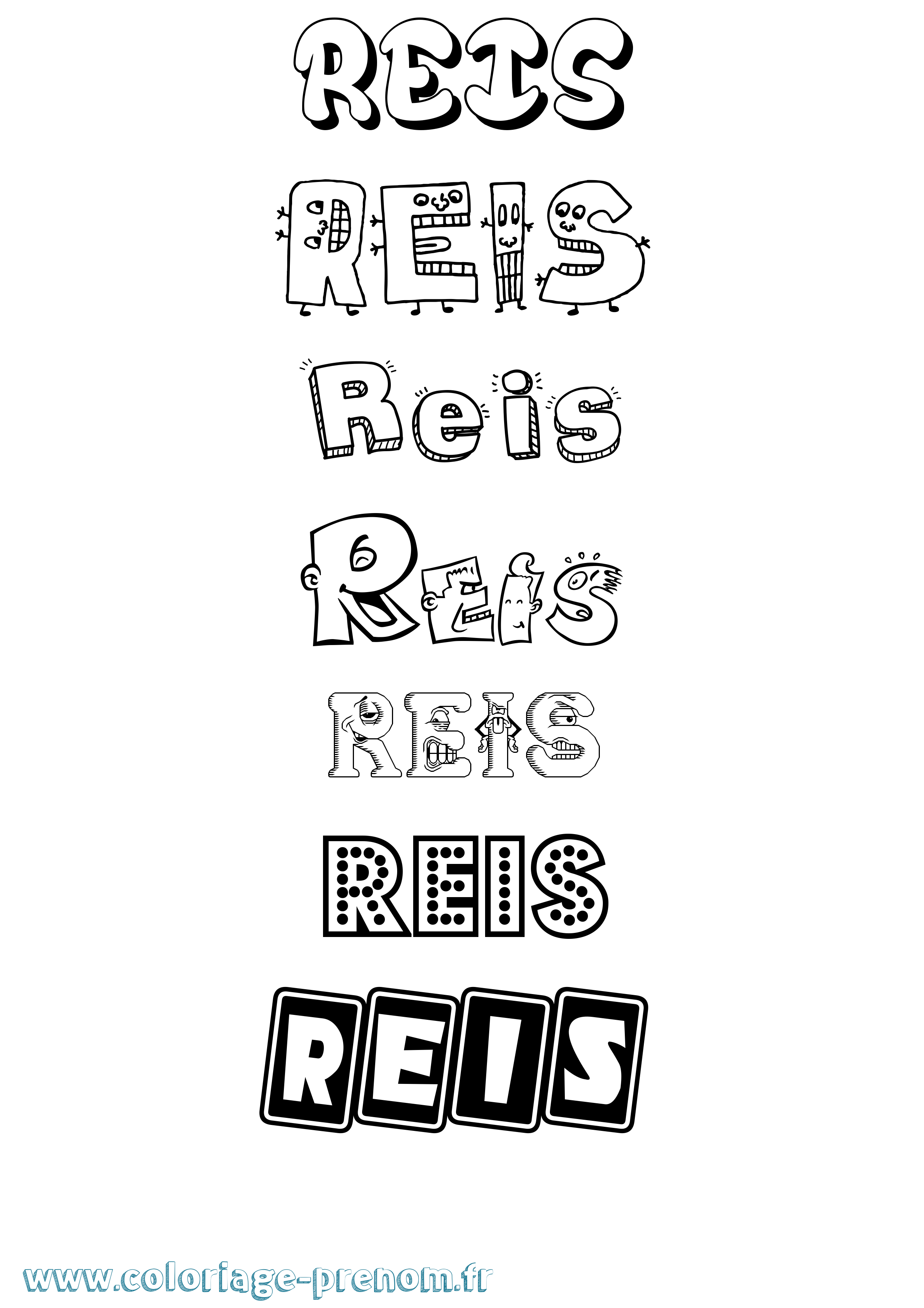 Coloriage Reis Fun Coloriage prénom Reis Fun