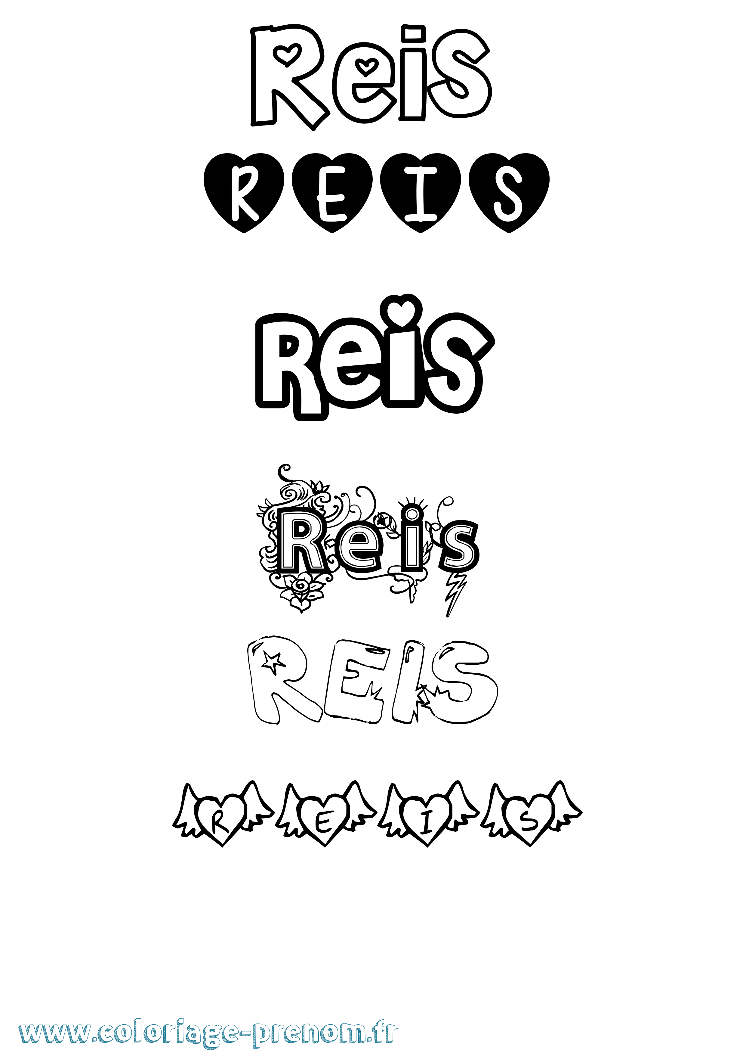 Coloriage Reis Girly Coloriage prénom Reis Girly