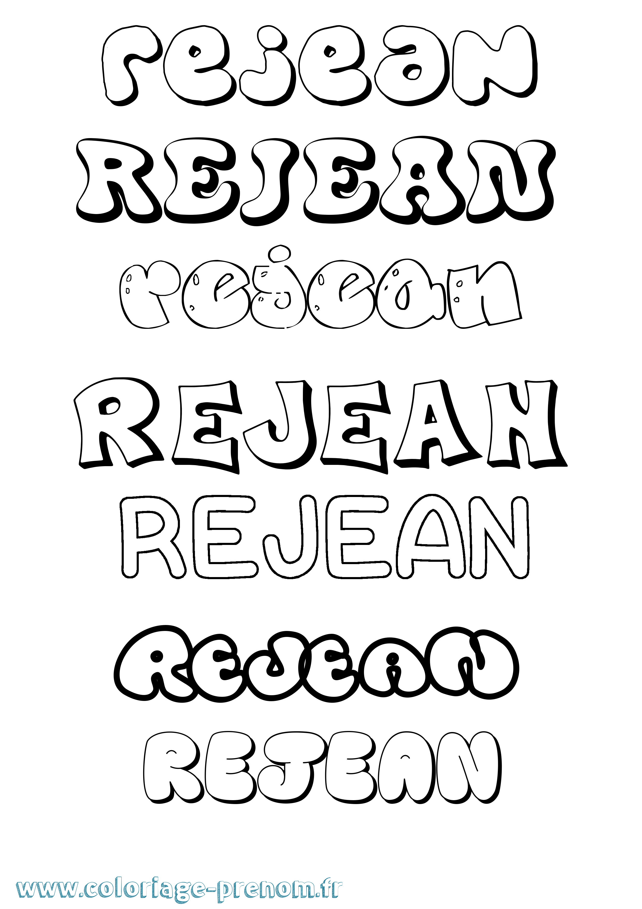 Coloriage Rejean Bubble Coloriage prénom Rejean Bubble