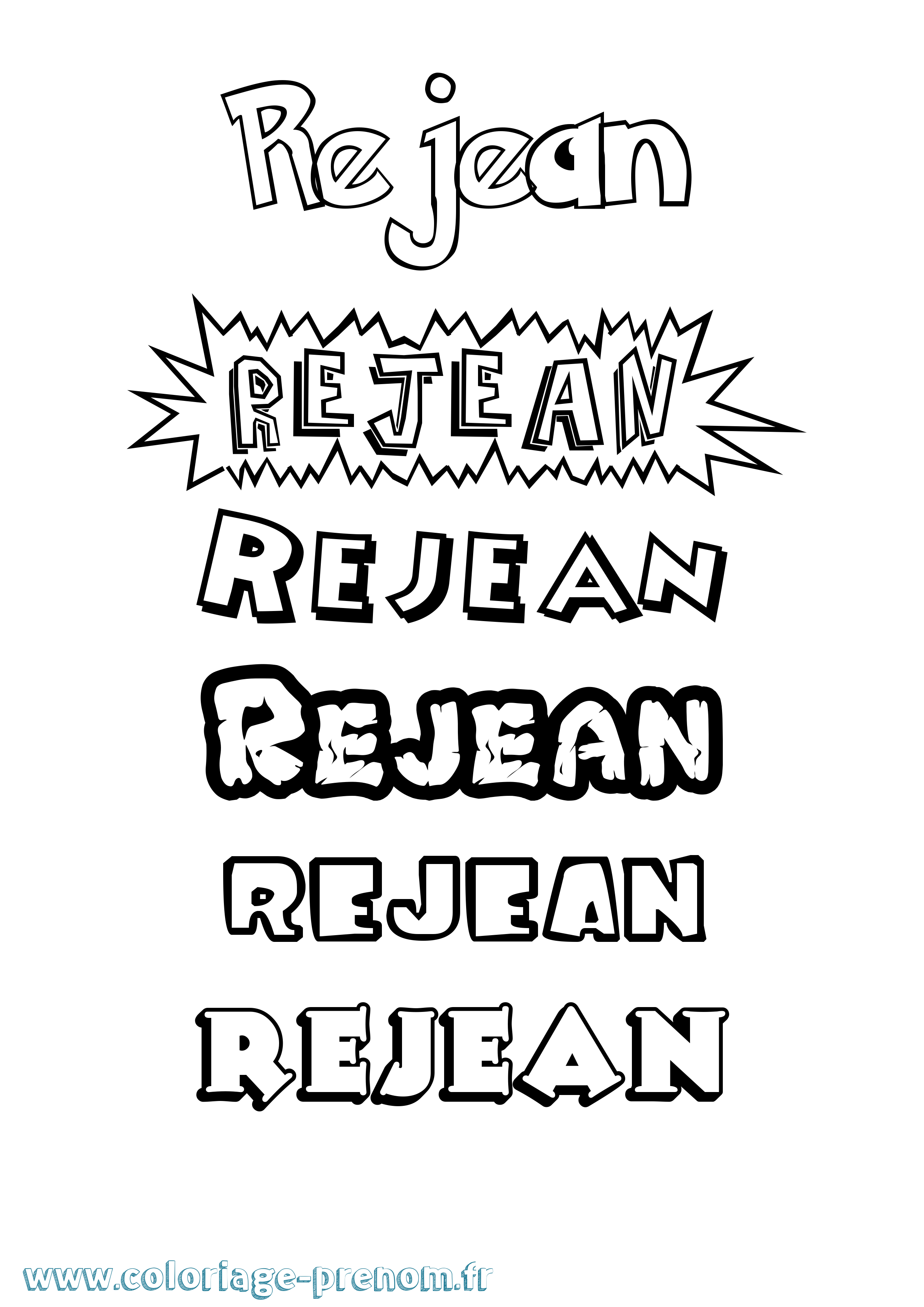 Coloriage Rejean Dessin Animé Coloriage prénom Rejean Dessin Animé