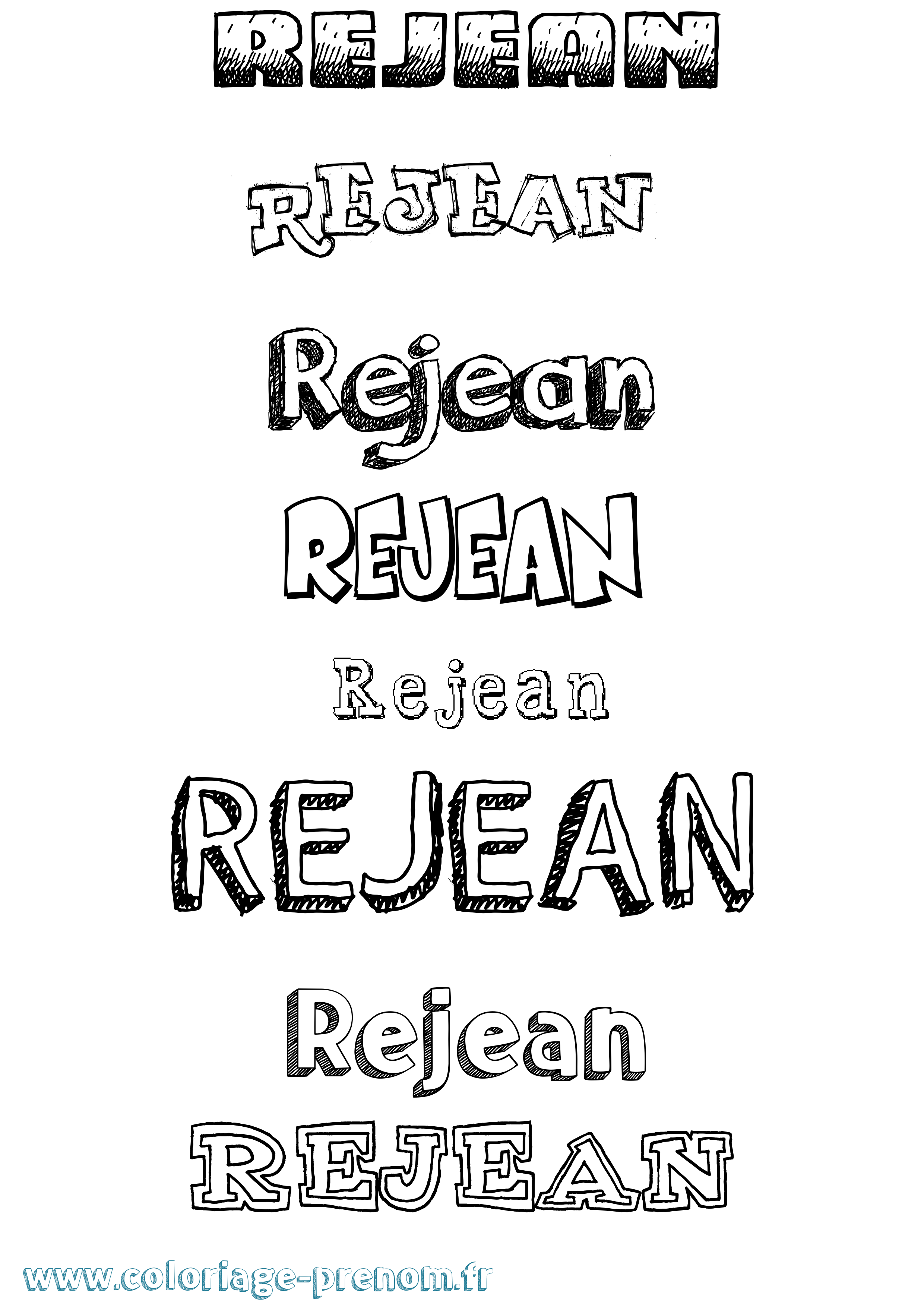 Coloriage Rejean Dessiné Coloriage prénom Rejean Dessiné