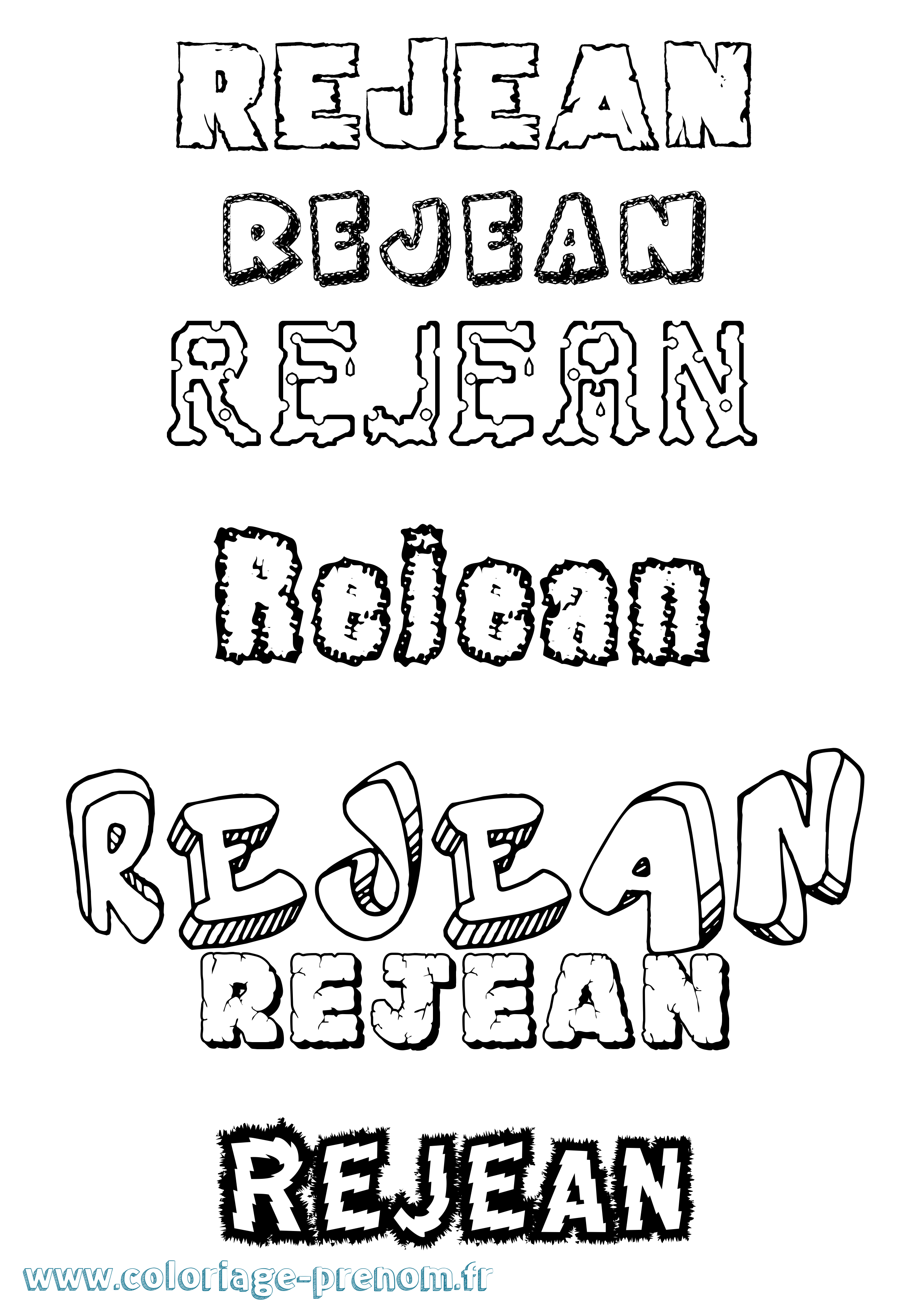 Coloriage Rejean Destructuré Coloriage prénom Rejean Destructuré