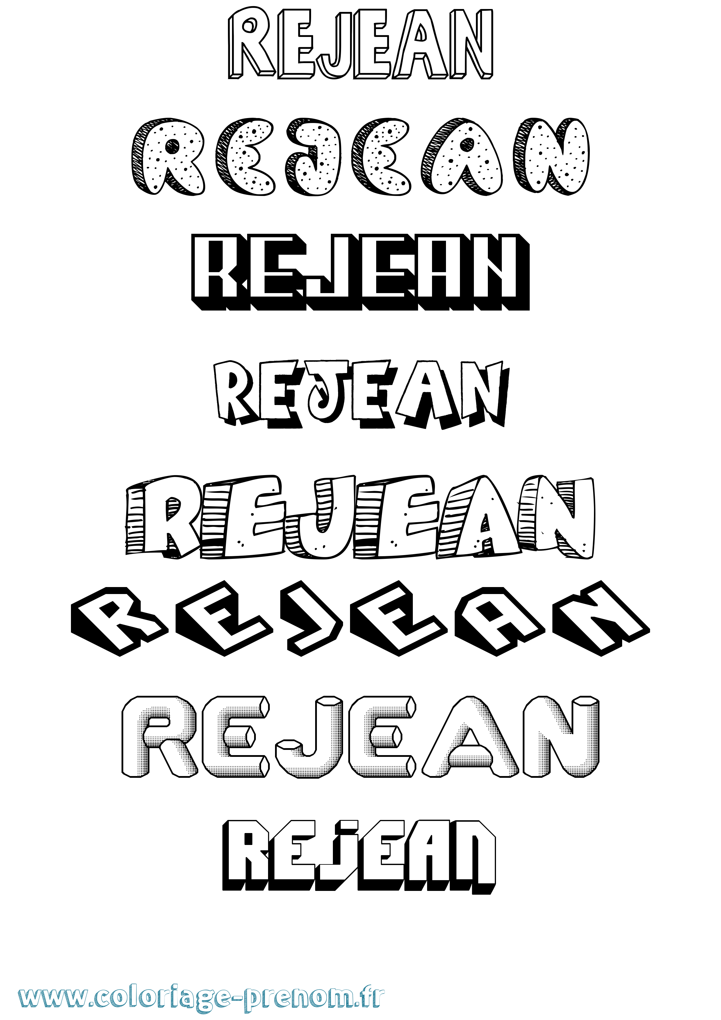 Coloriage Rejean Effet 3D Coloriage prénom Rejean Effet 3D