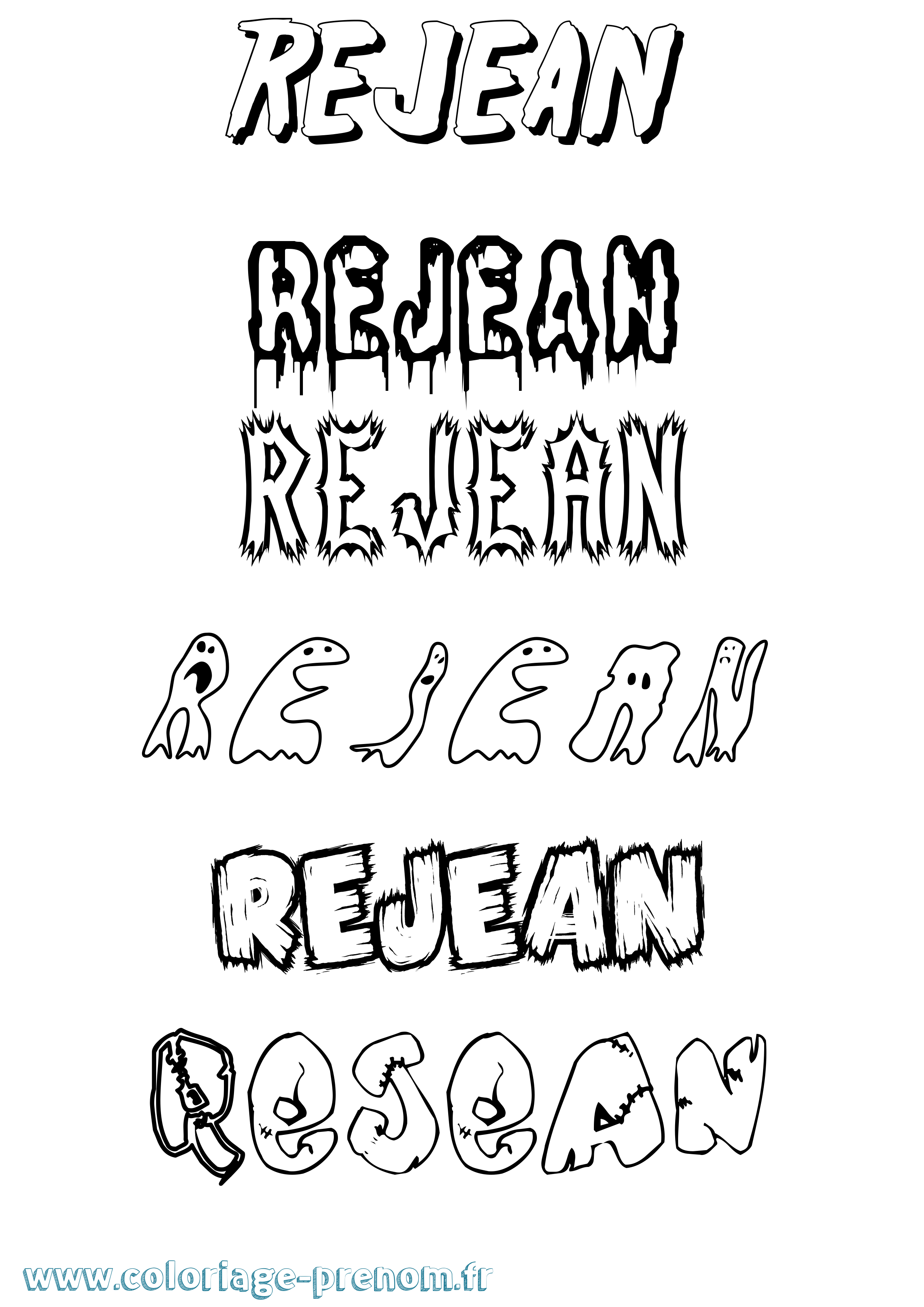 Coloriage Rejean Frisson Coloriage prénom Rejean Frisson
