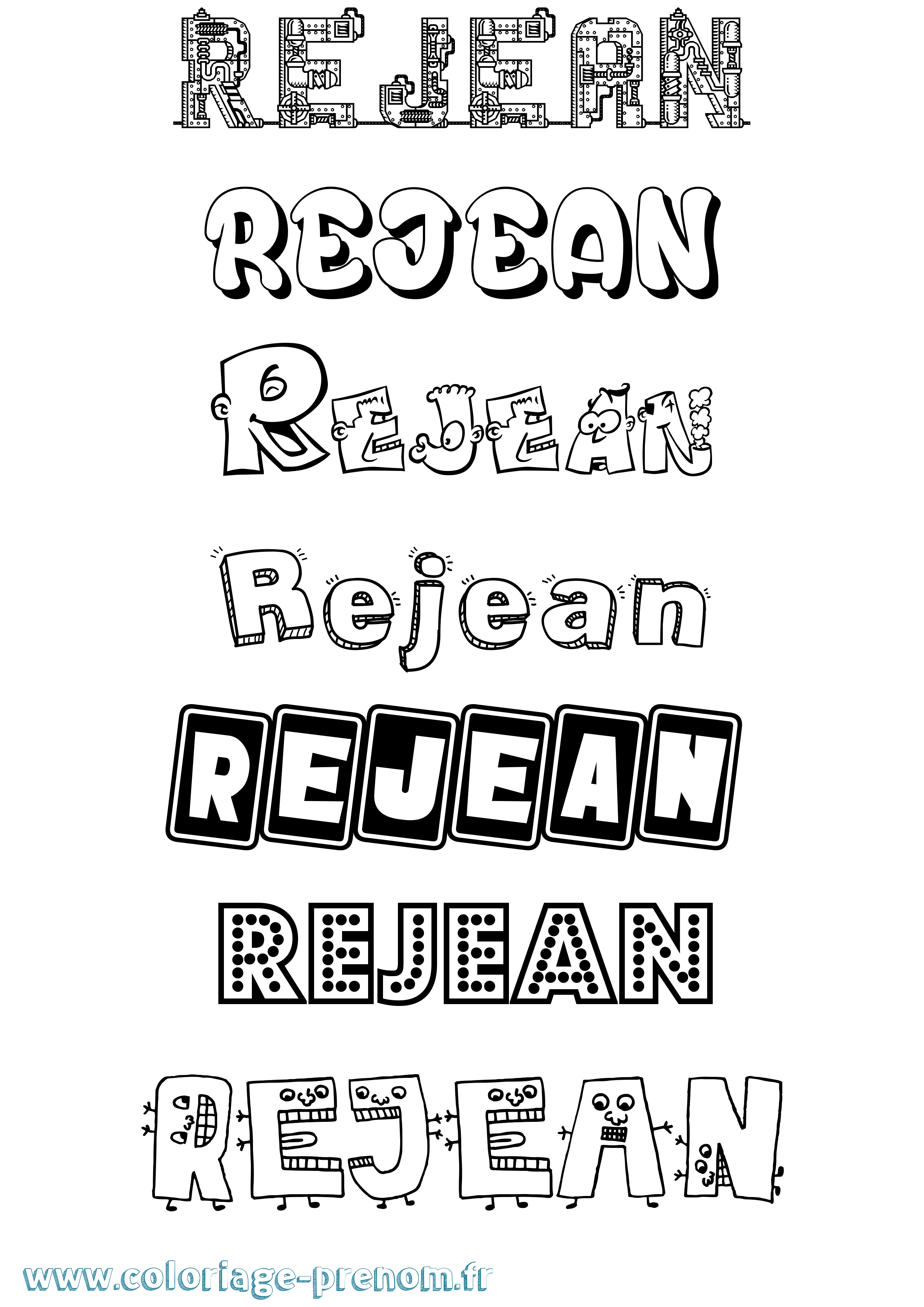 Coloriage Rejean Fun Coloriage prénom Rejean Fun
