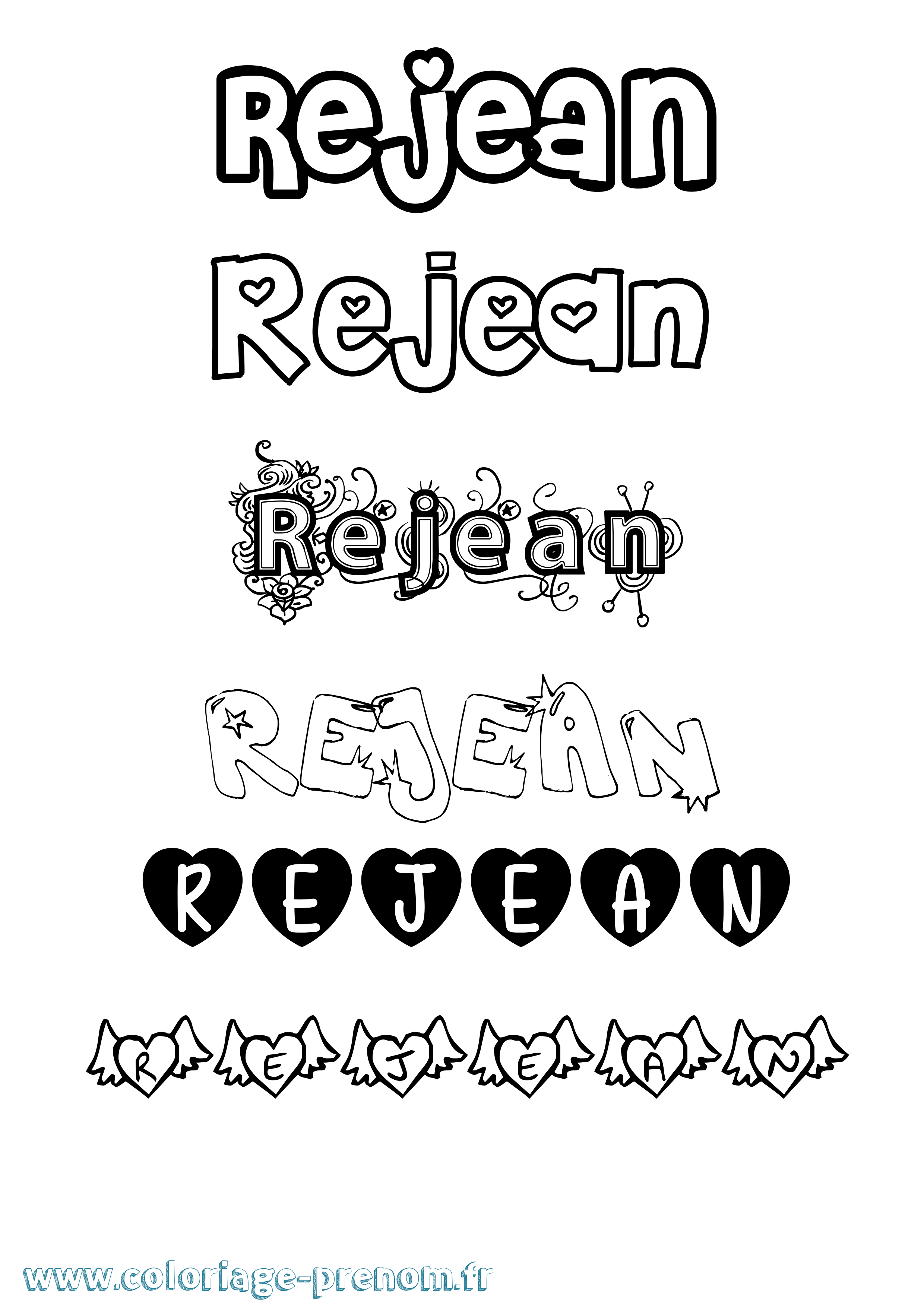 Coloriage Rejean Girly Coloriage prénom Rejean Girly