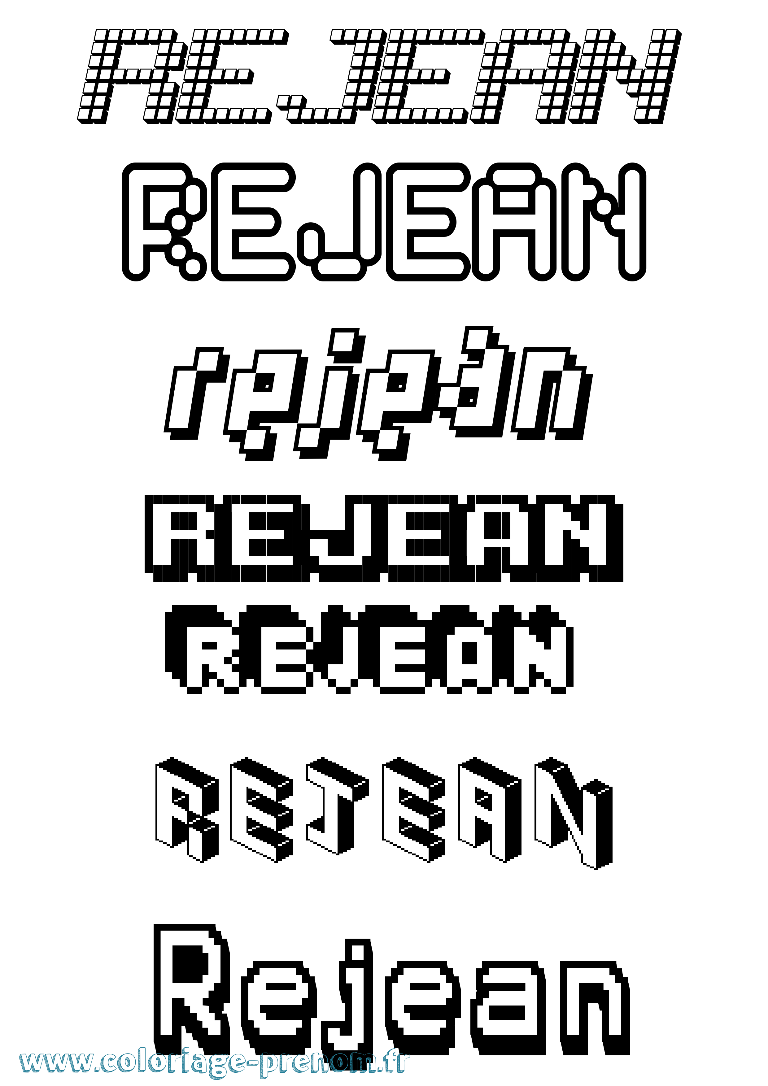 Coloriage Rejean Pixel Coloriage prénom Rejean Pixel