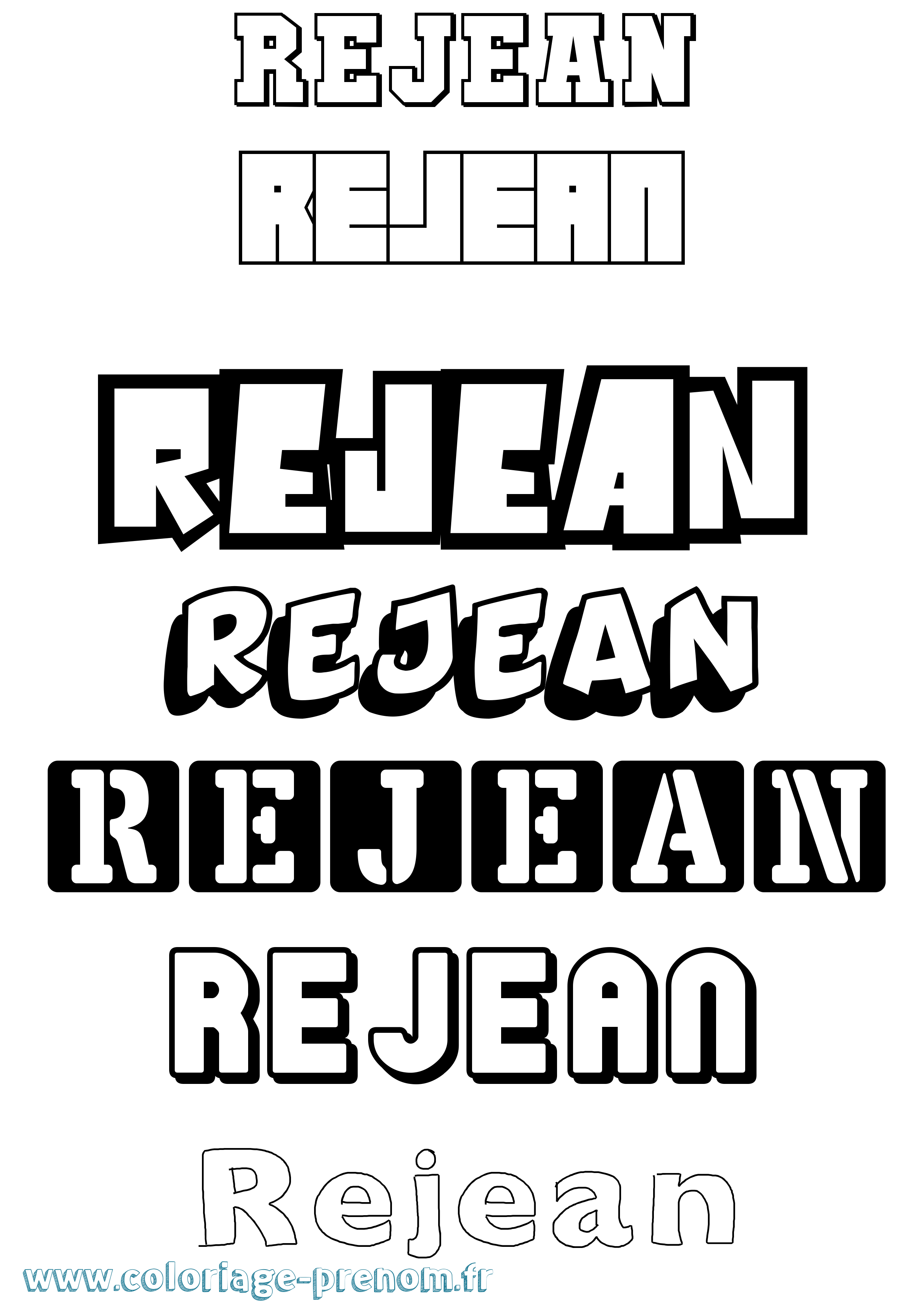 Coloriage Rejean Simple Coloriage prénom Rejean Simple