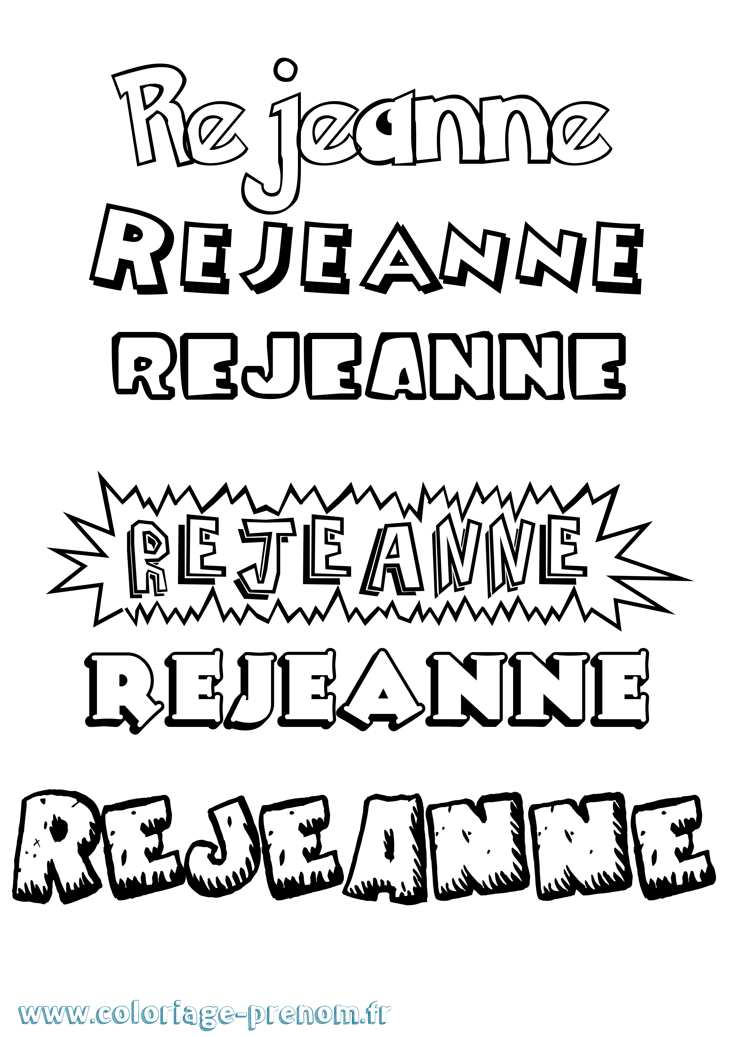 Coloriage Rejeanne Dessin Animé Coloriage prénom Rejeanne Dessin Animé