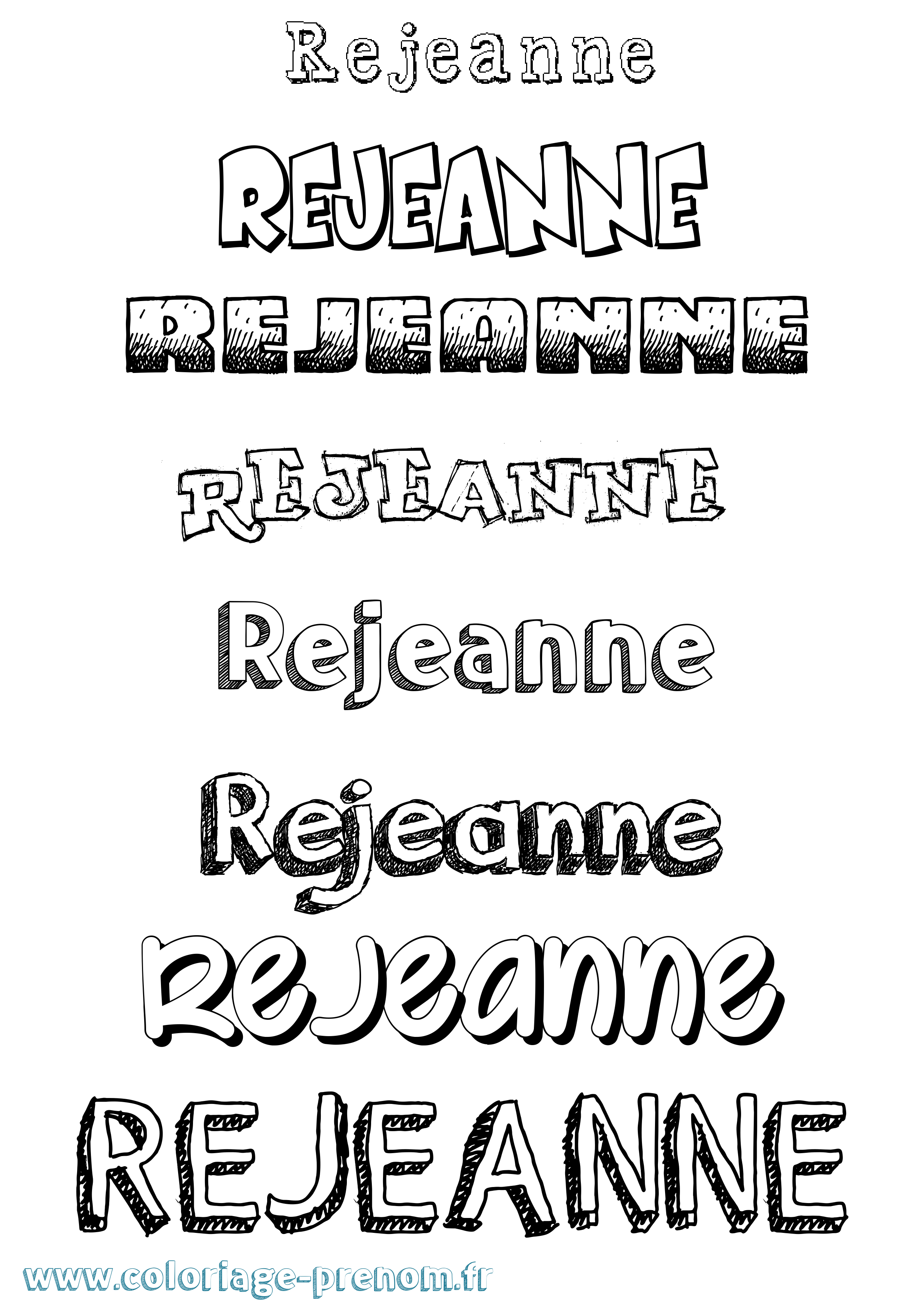 Coloriage Rejeanne Dessiné Coloriage prénom Rejeanne Dessiné