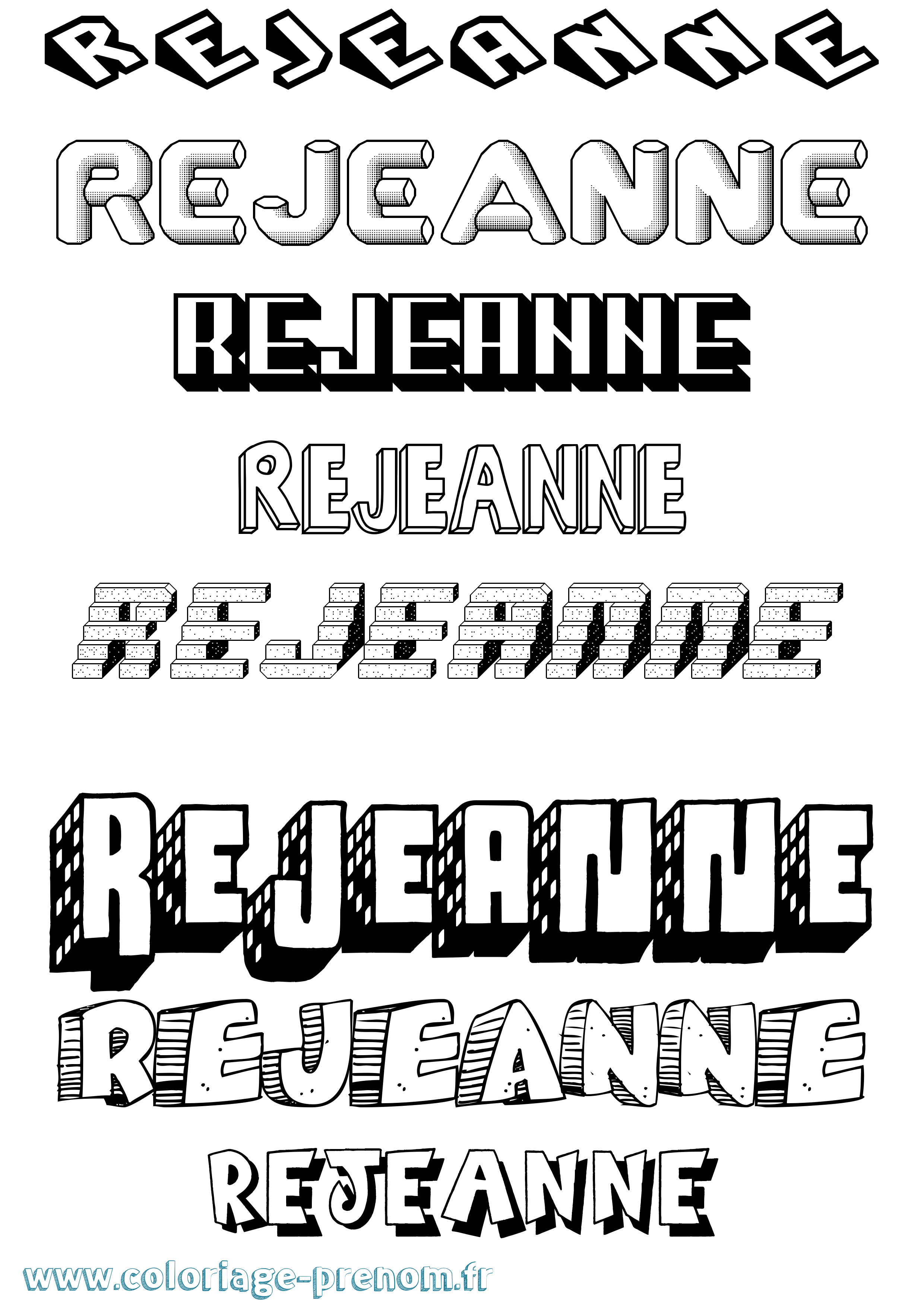 Coloriage Rejeanne Effet 3D Coloriage prénom Rejeanne Effet 3D