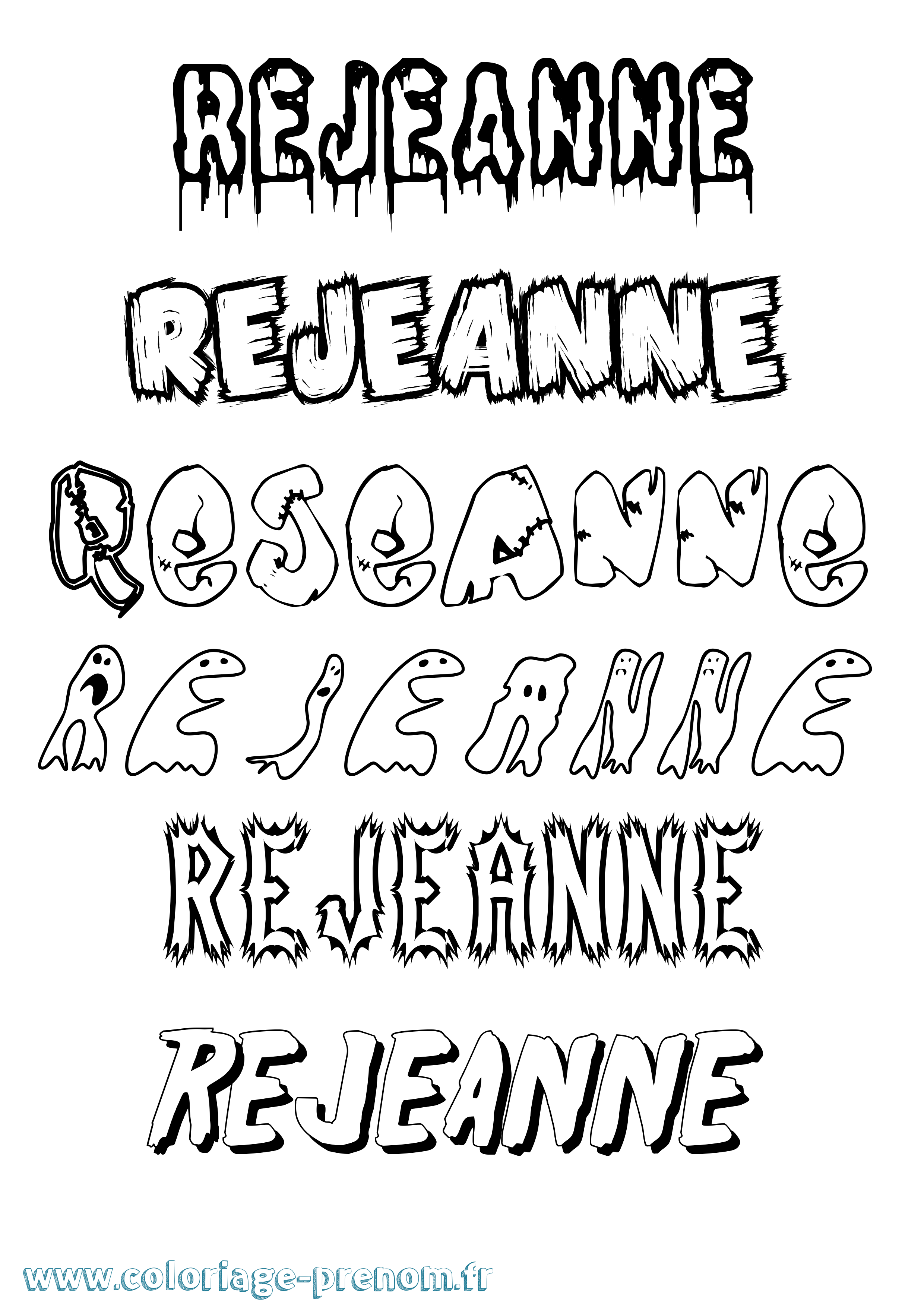 Coloriage Rejeanne Frisson Coloriage prénom Rejeanne Frisson
