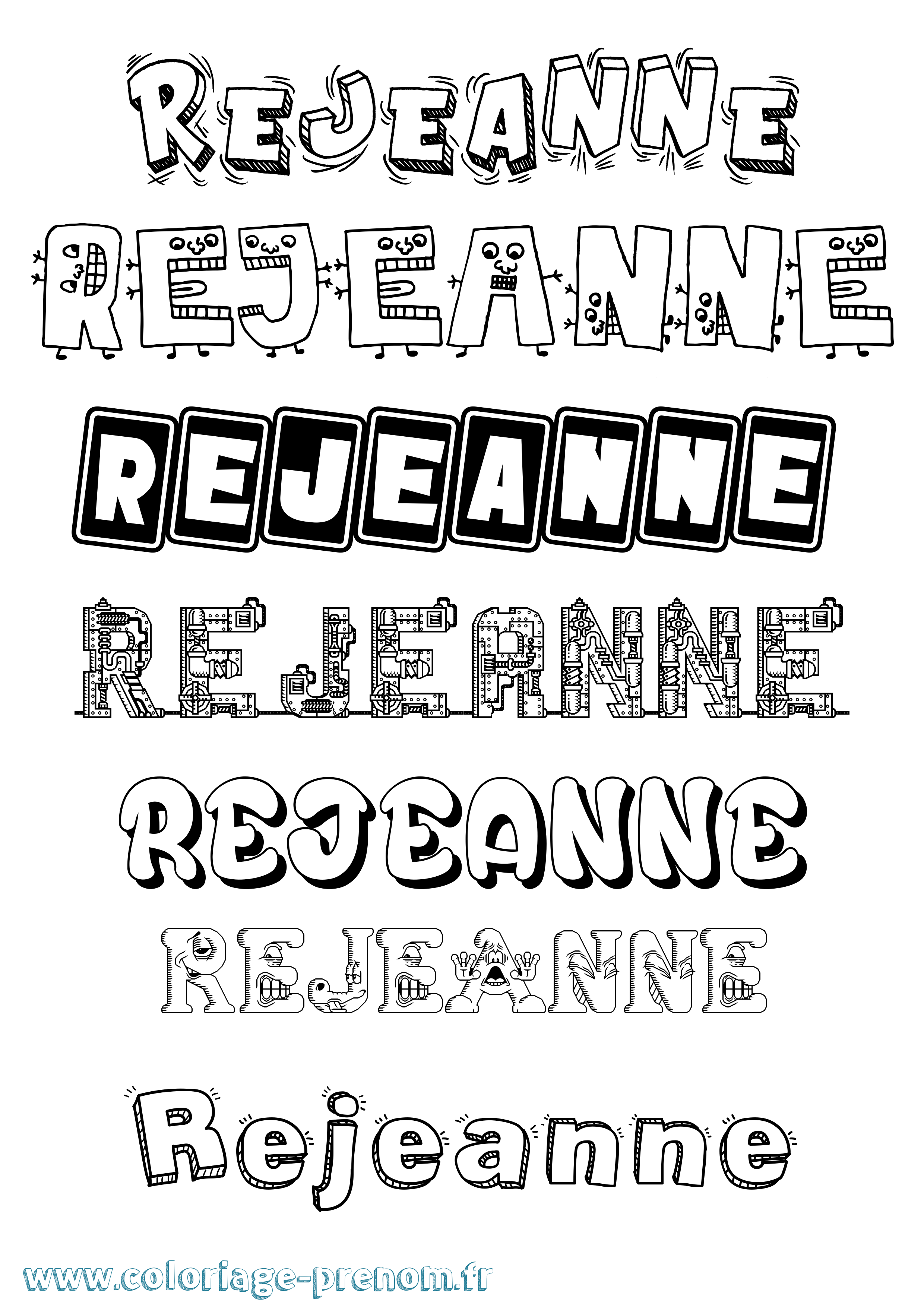 Coloriage Rejeanne Fun Coloriage prénom Rejeanne Fun