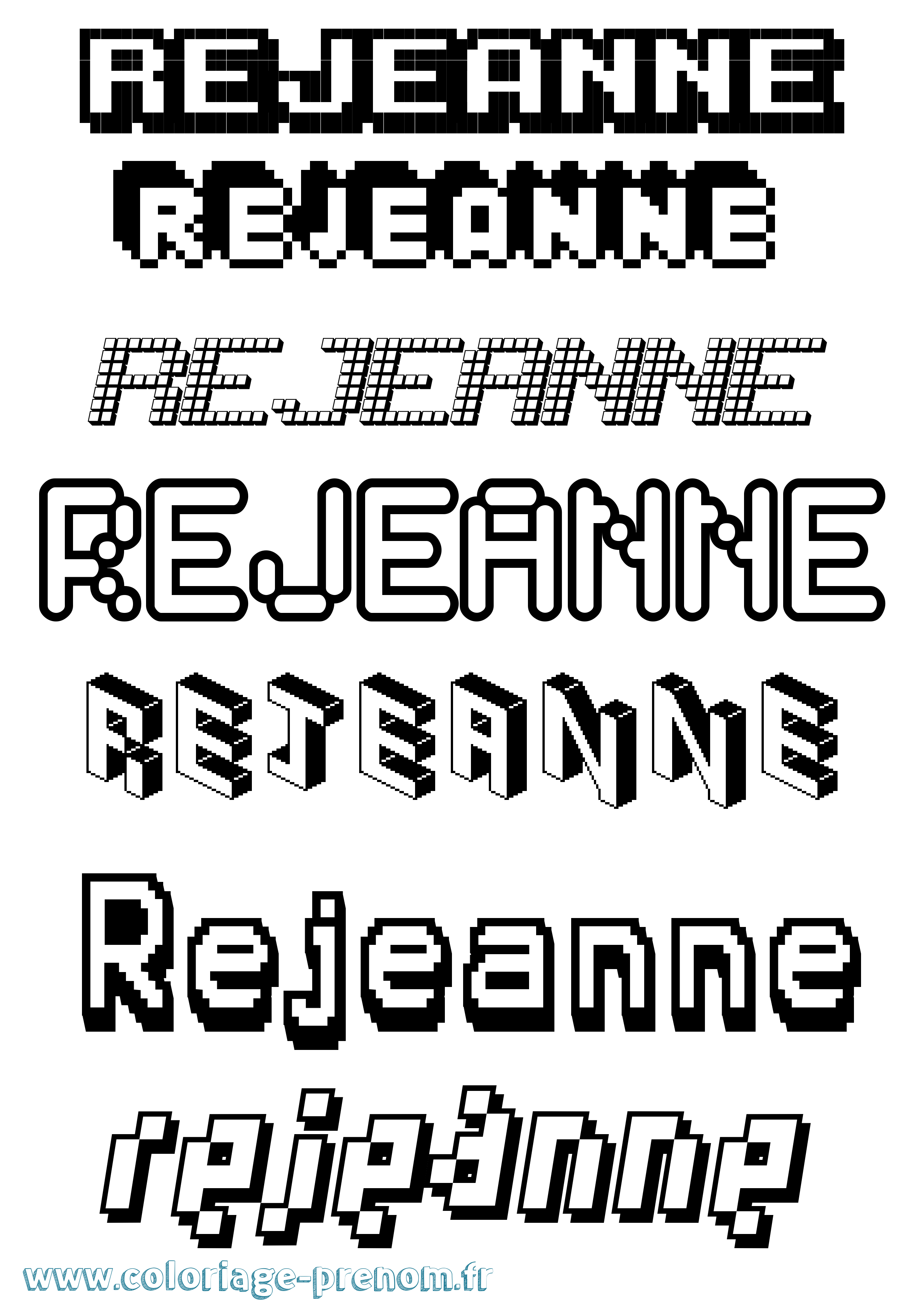 Coloriage Rejeanne Pixel Coloriage prénom Rejeanne Pixel