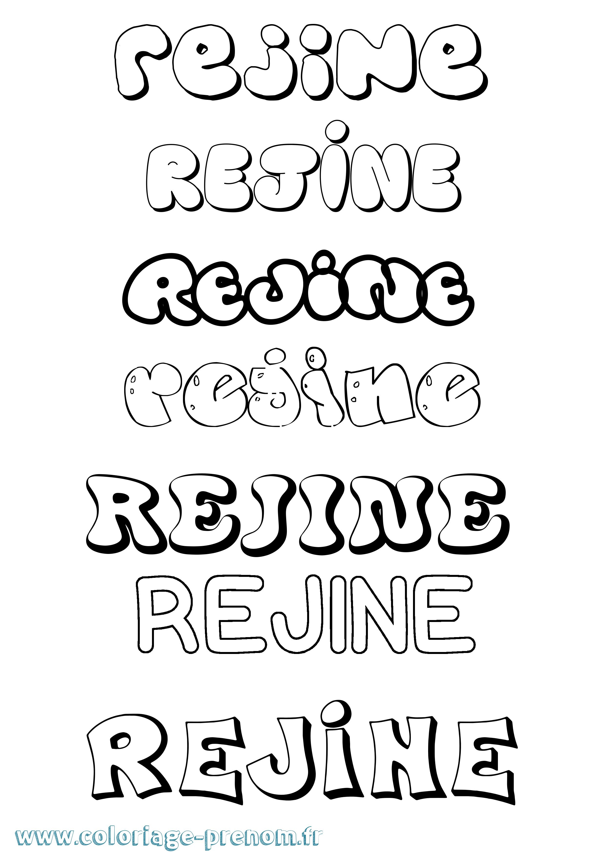Coloriage Rejine Bubble Coloriage prénom Rejine Bubble