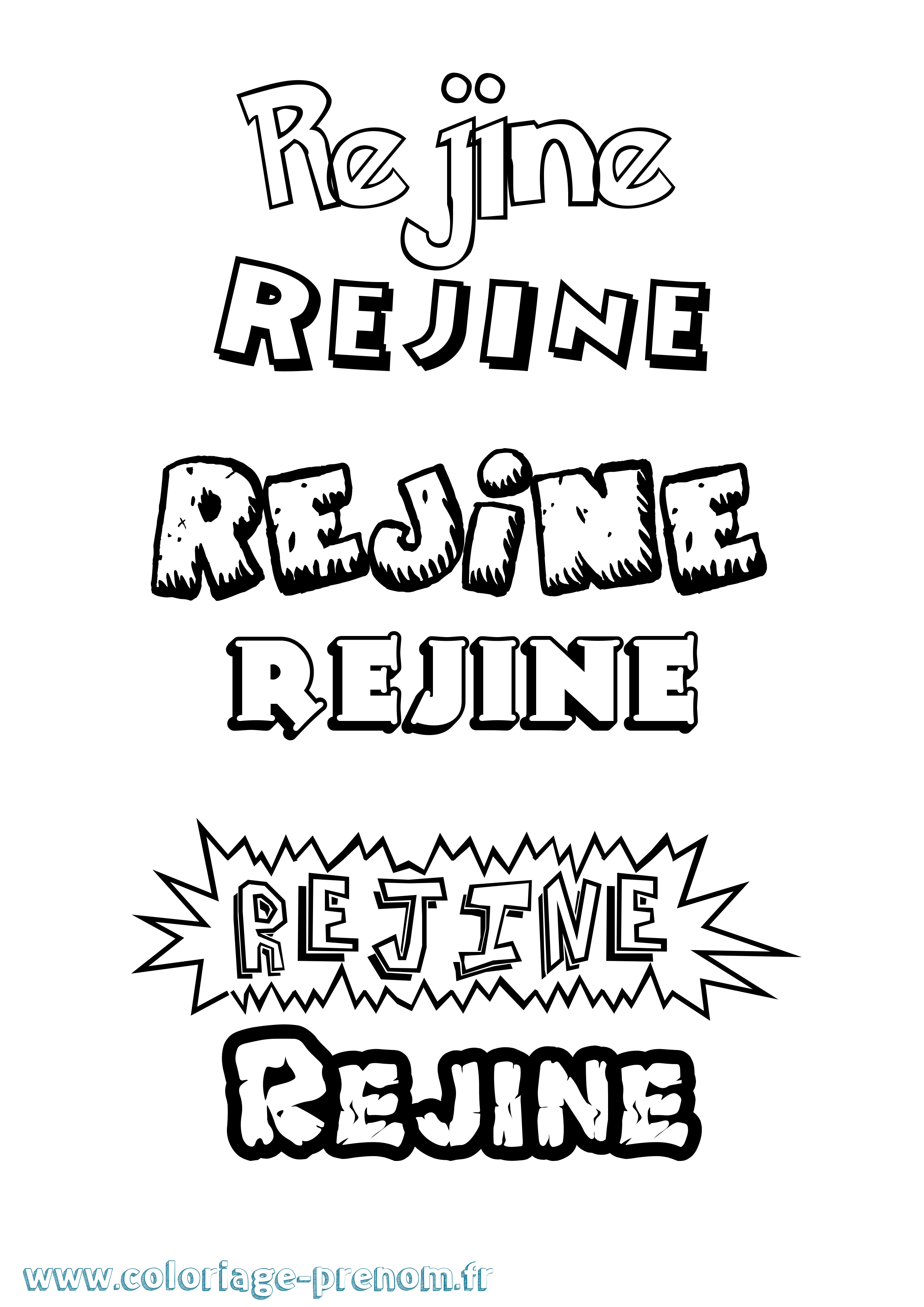 Coloriage Rejine Dessin Animé Coloriage prénom Rejine Dessin Animé