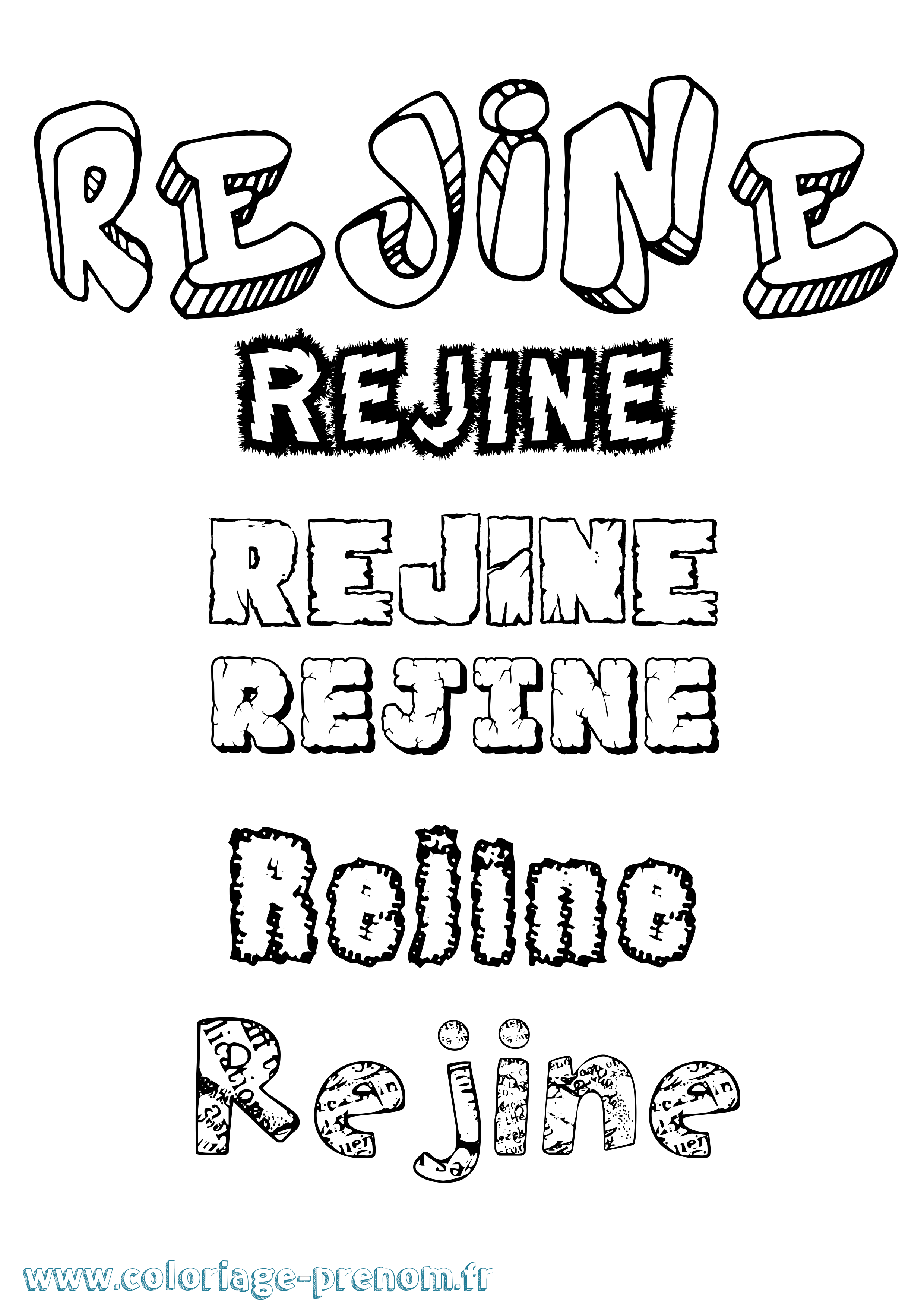 Coloriage Rejine Destructuré Coloriage prénom Rejine Destructuré