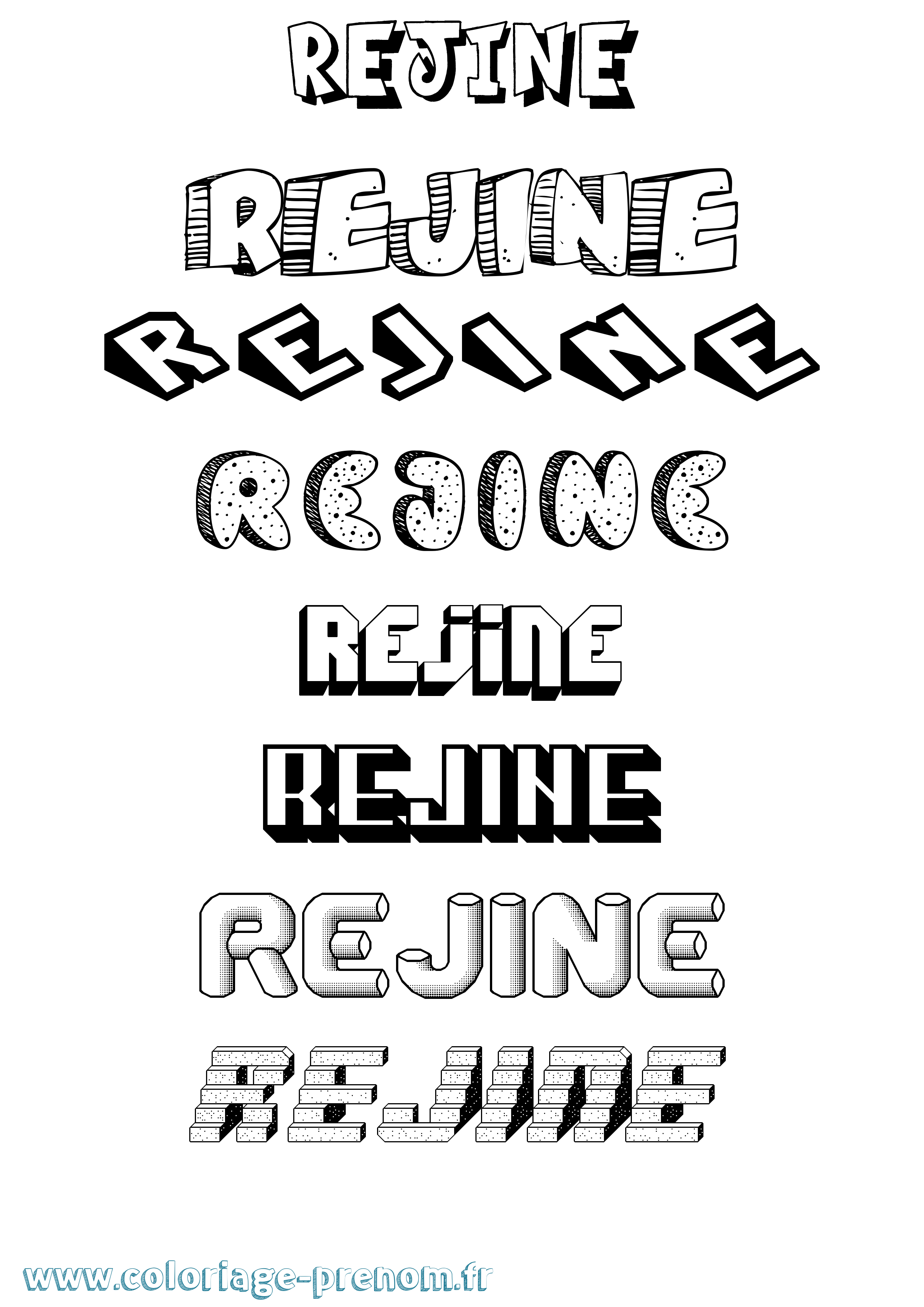 Coloriage Rejine Effet 3D Coloriage prénom Rejine Effet 3D