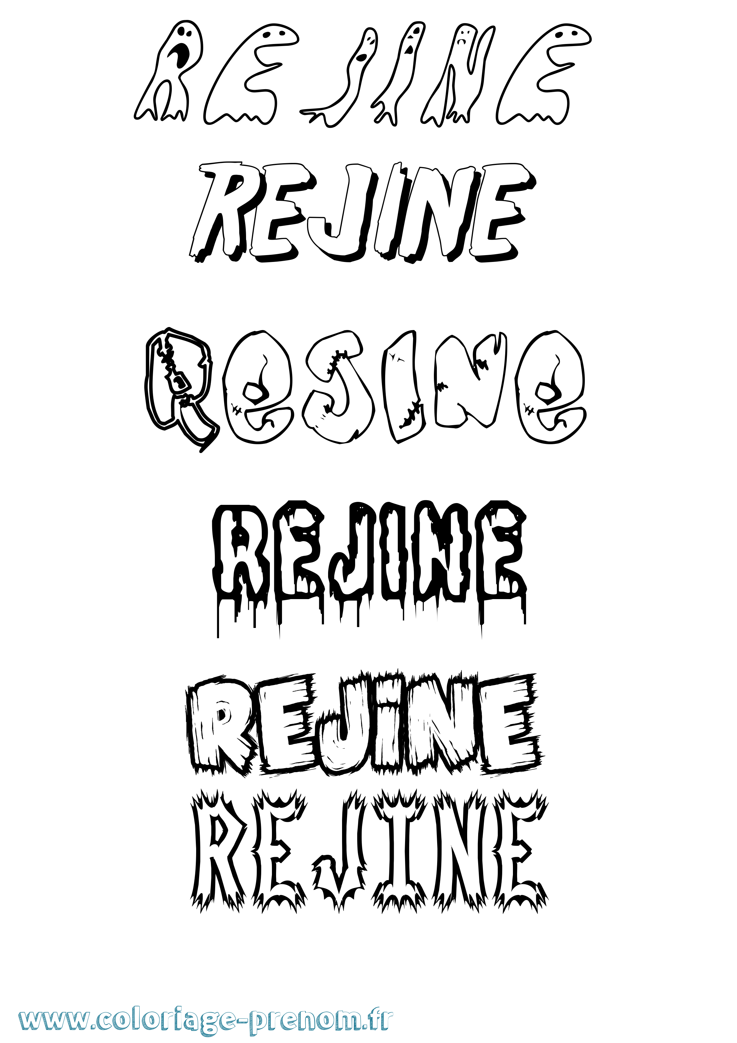 Coloriage Rejine Frisson Coloriage prénom Rejine Frisson