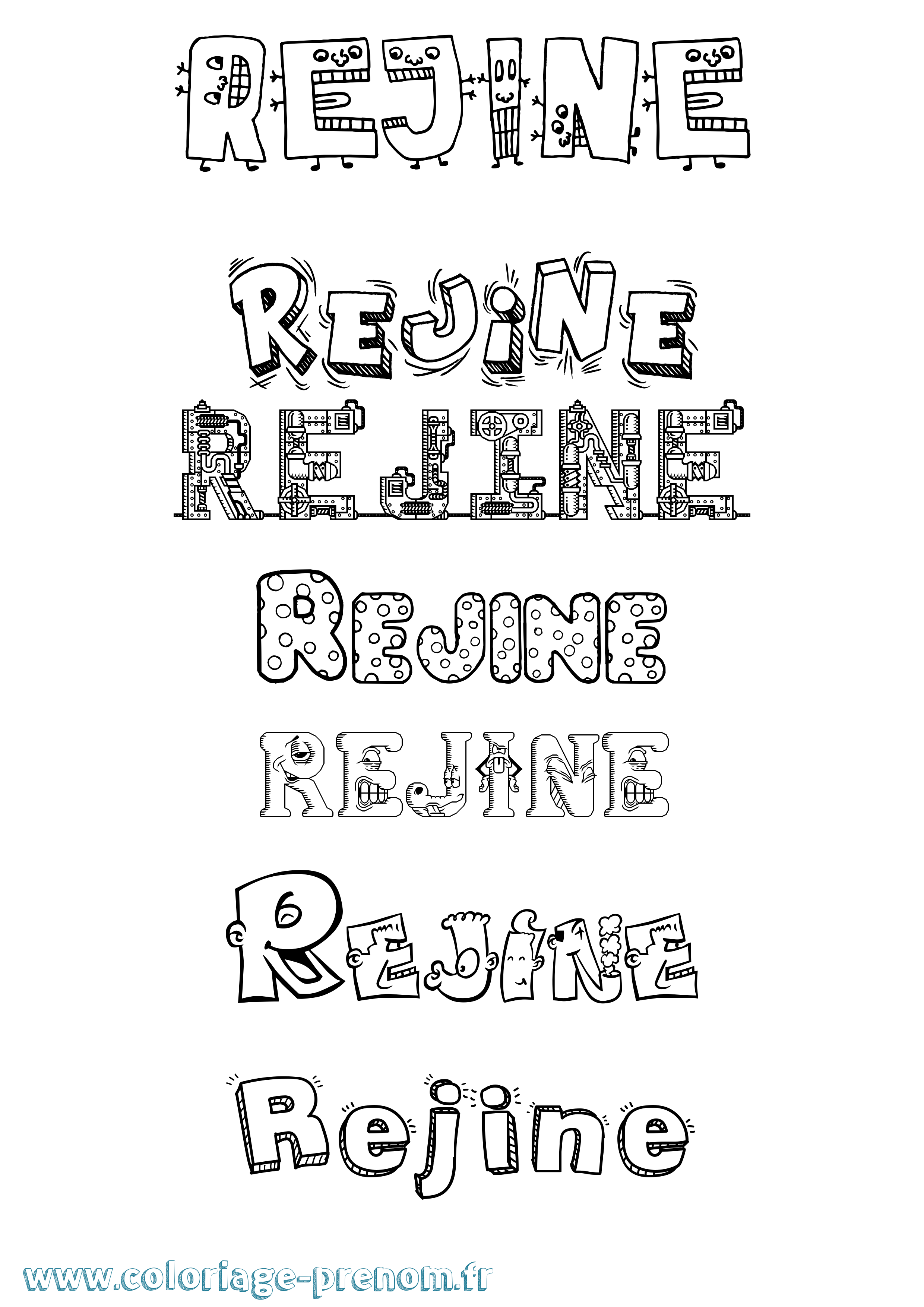 Coloriage Rejine Fun Coloriage prénom Rejine Fun