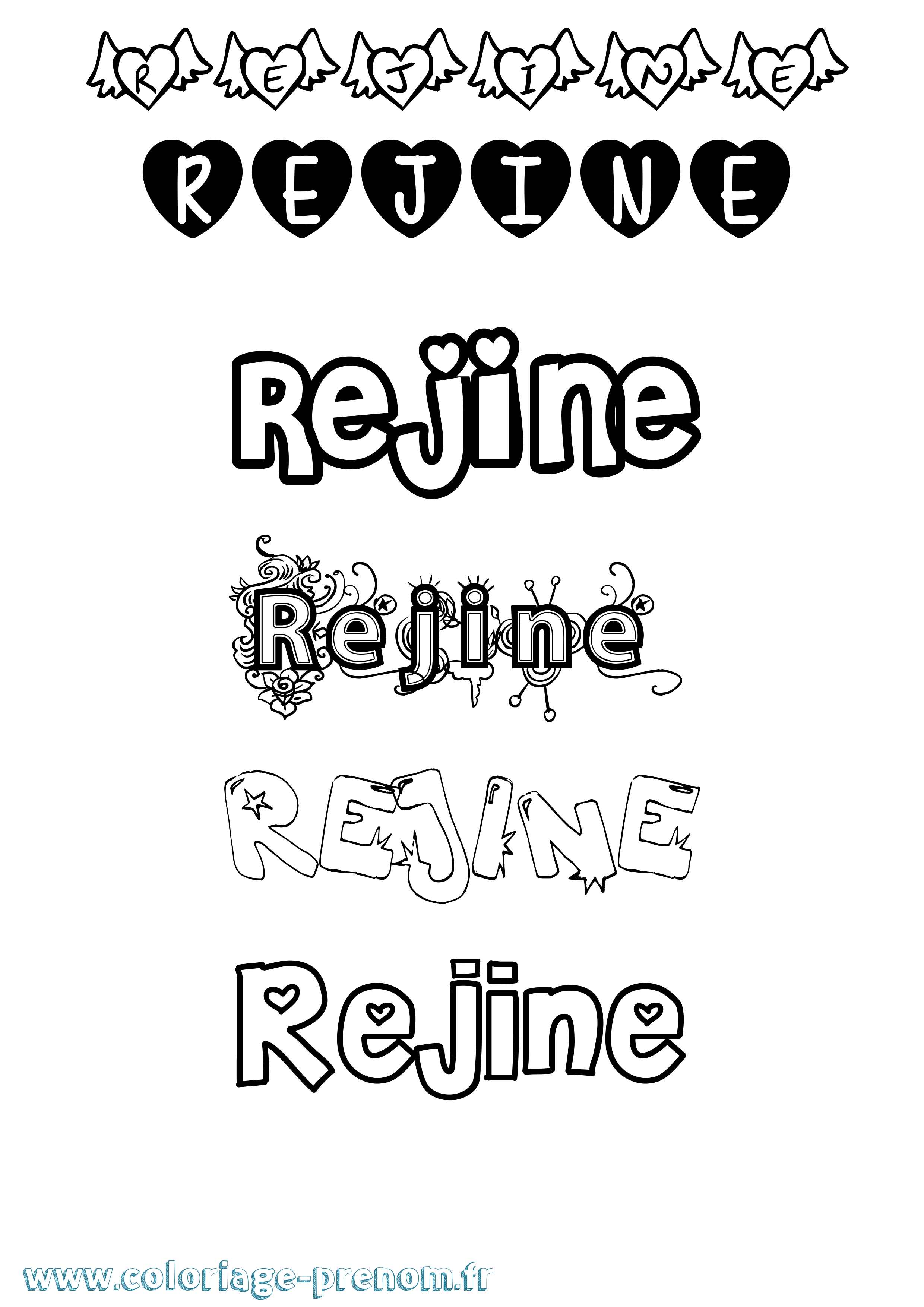 Coloriage Rejine Girly Coloriage prénom Rejine Girly