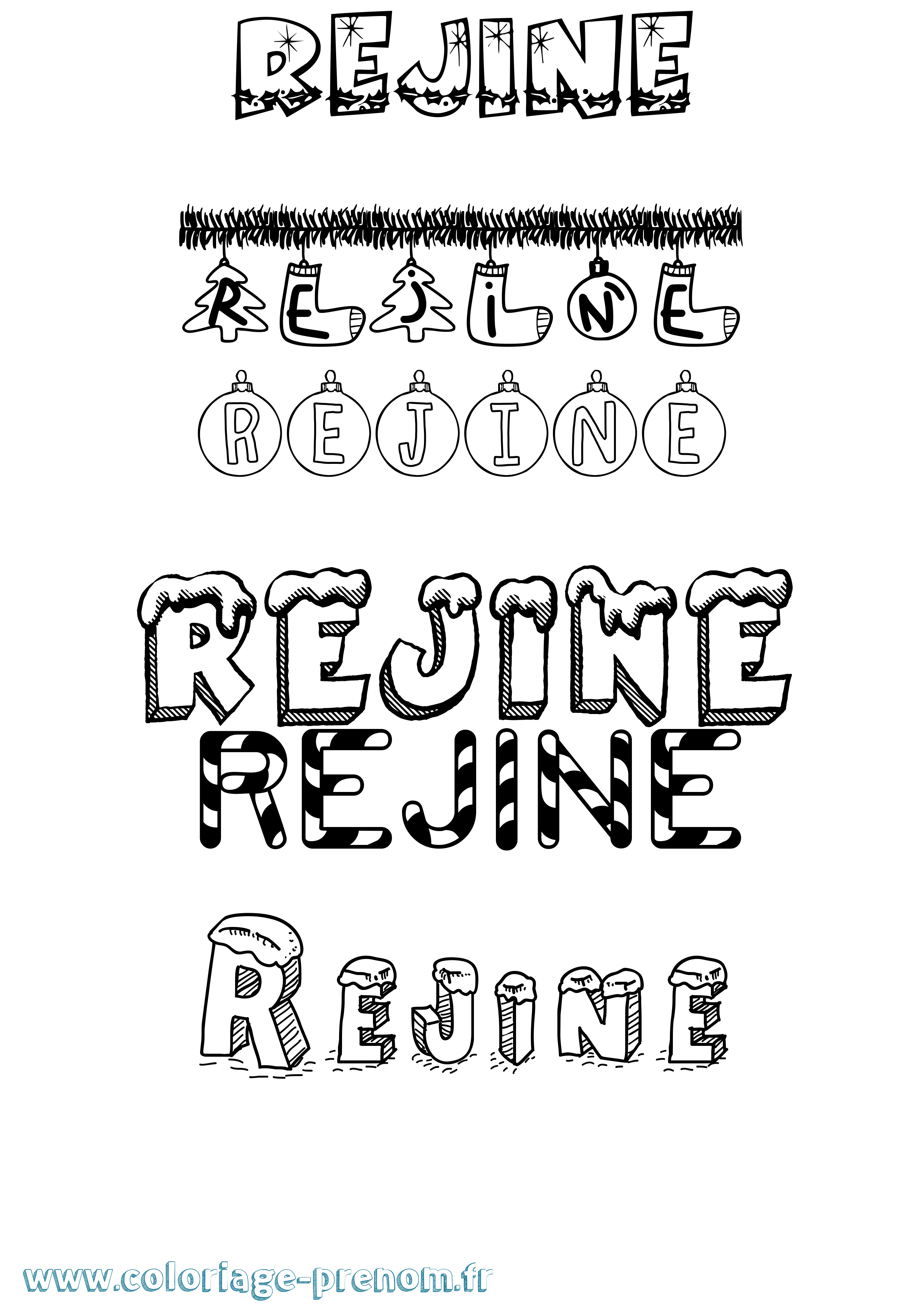 Coloriage Rejine Noël Coloriage prénom Rejine Noël