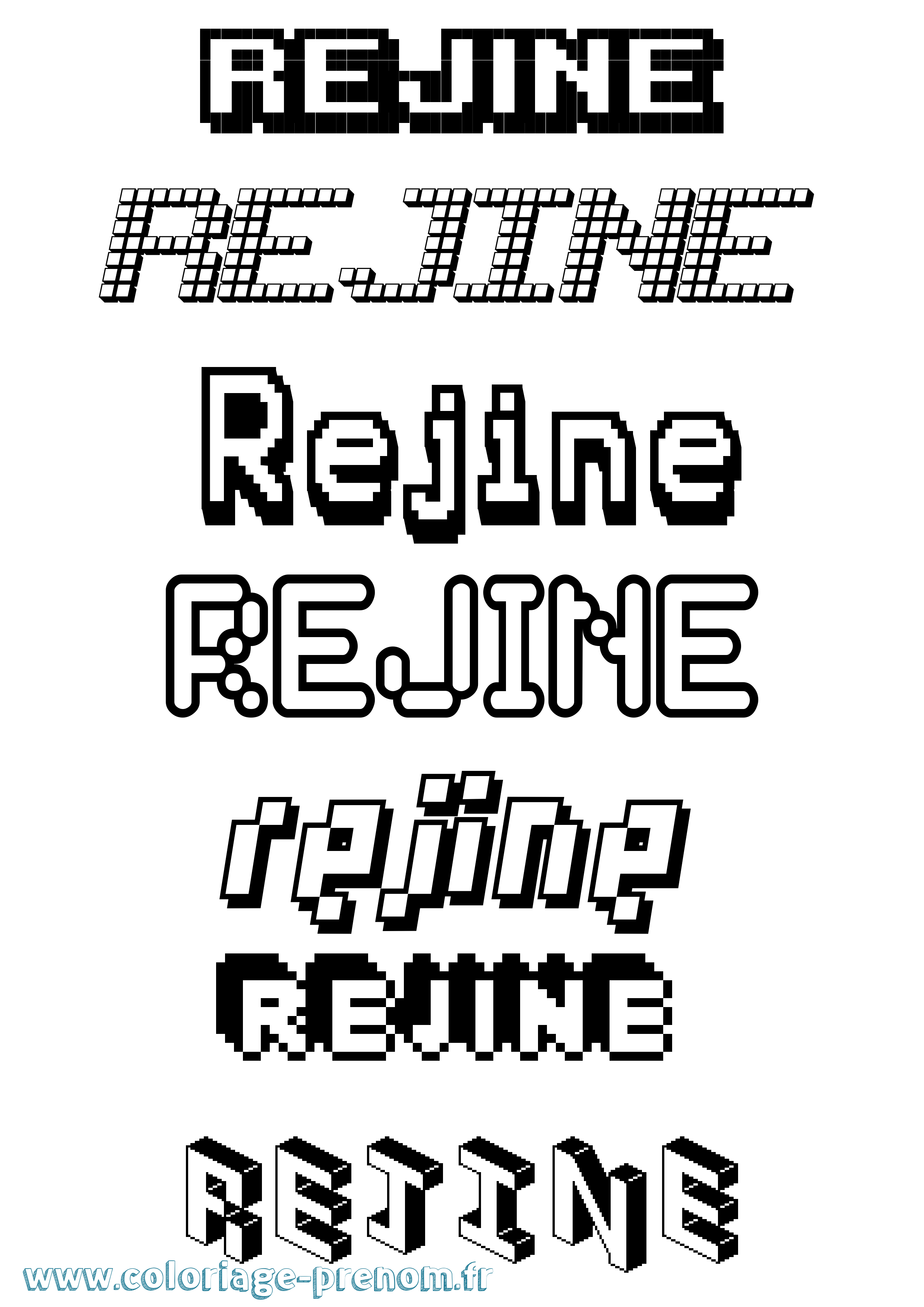 Coloriage Rejine Pixel Coloriage prénom Rejine Pixel