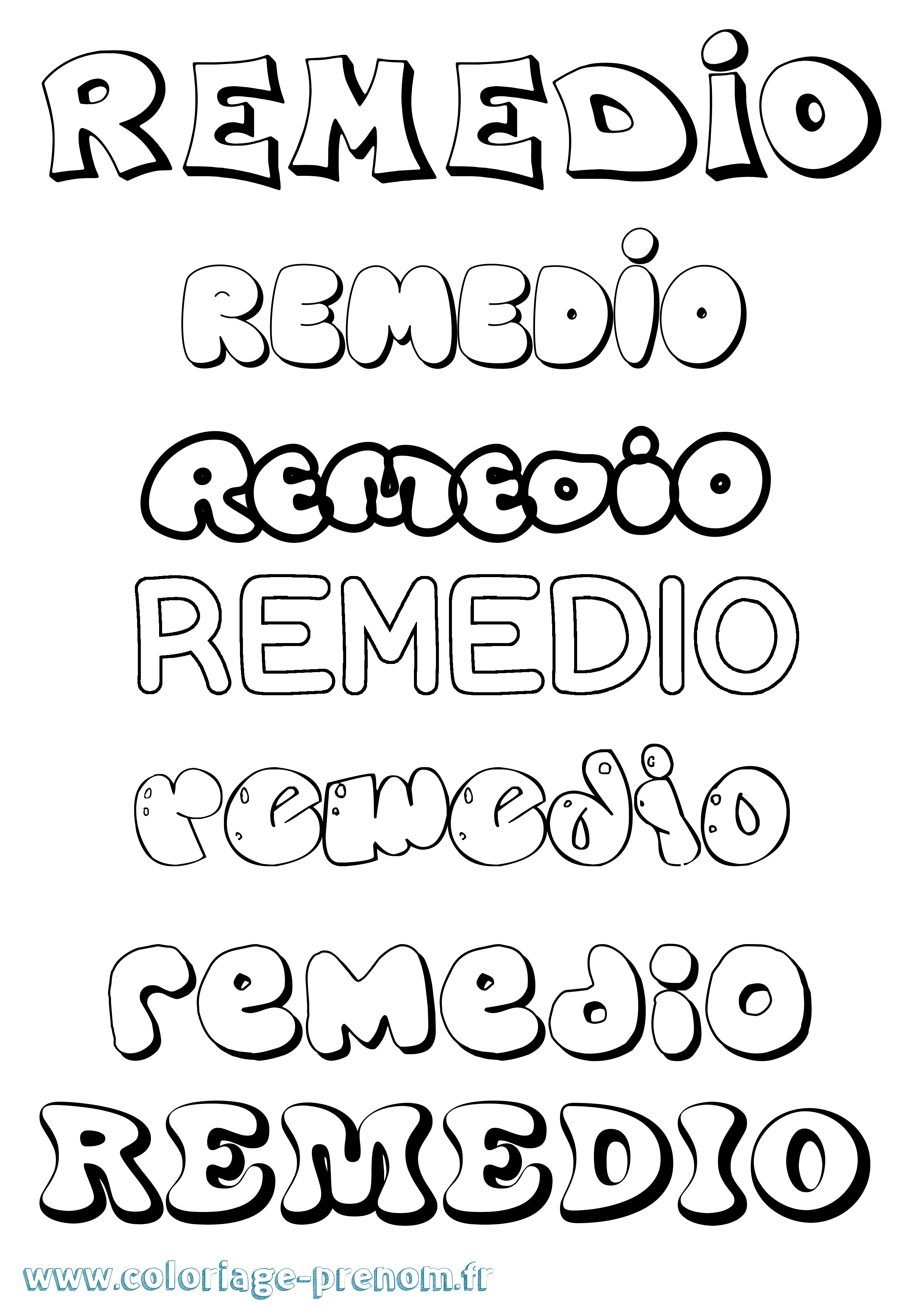 Coloriage Remedio Bubble Coloriage prénom Remedio Bubble