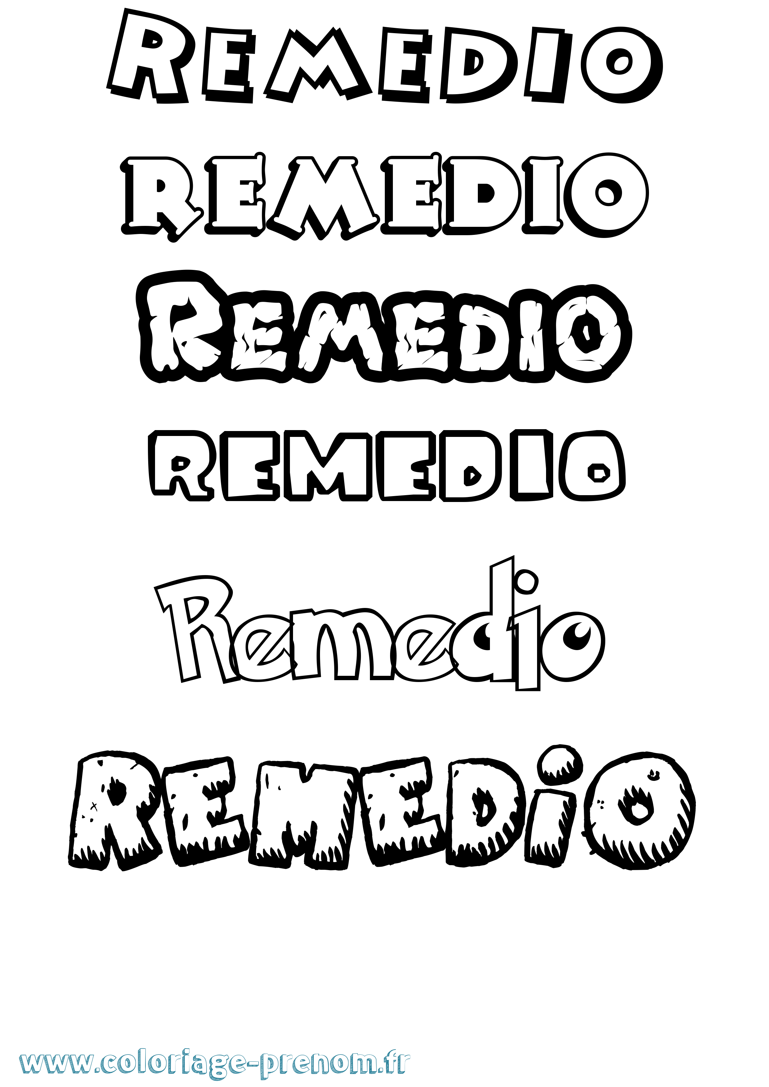 Coloriage Remedio Dessin Animé Coloriage prénom Remedio Dessin Animé