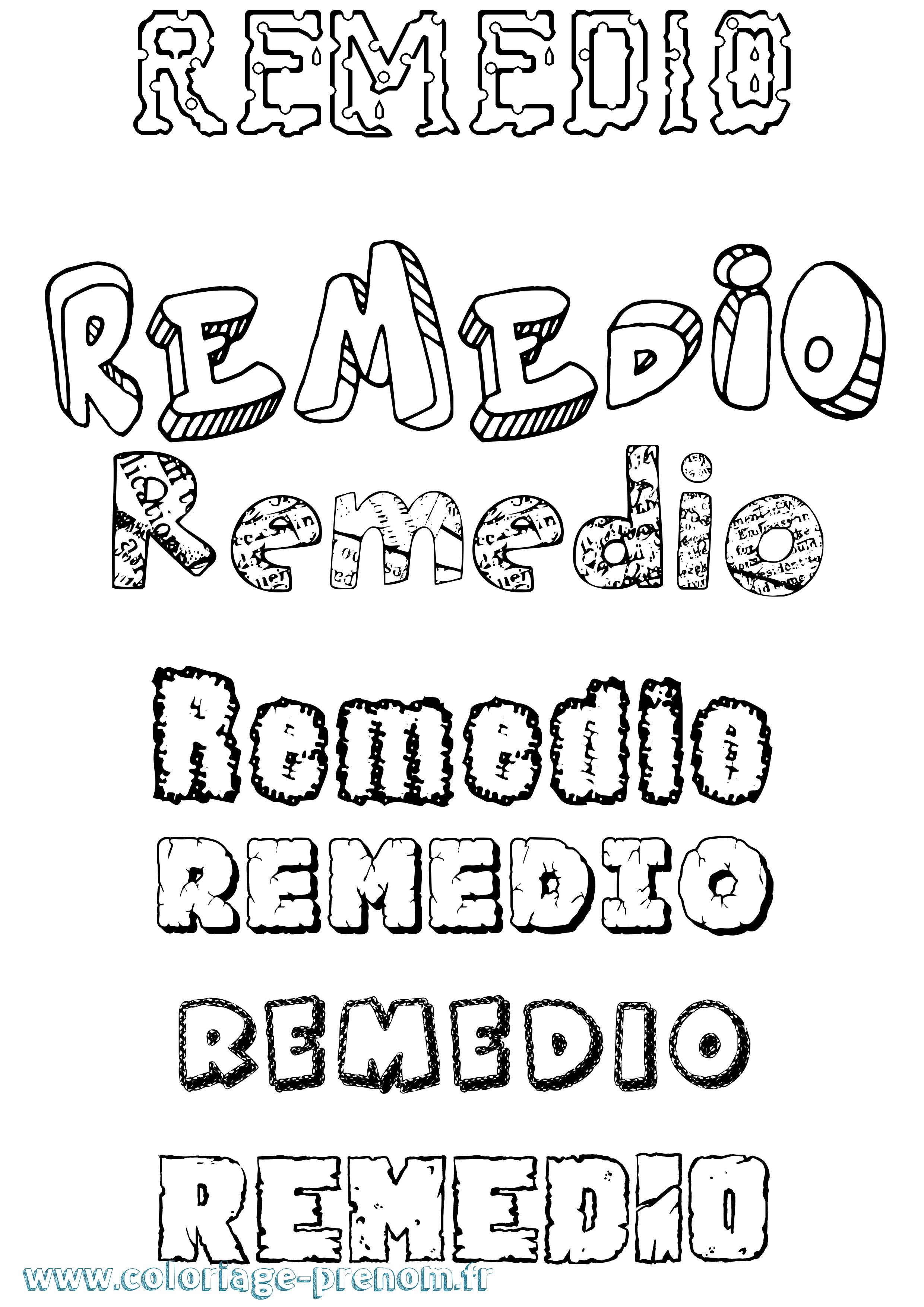 Coloriage Remedio Destructuré Coloriage prénom Remedio Destructuré
