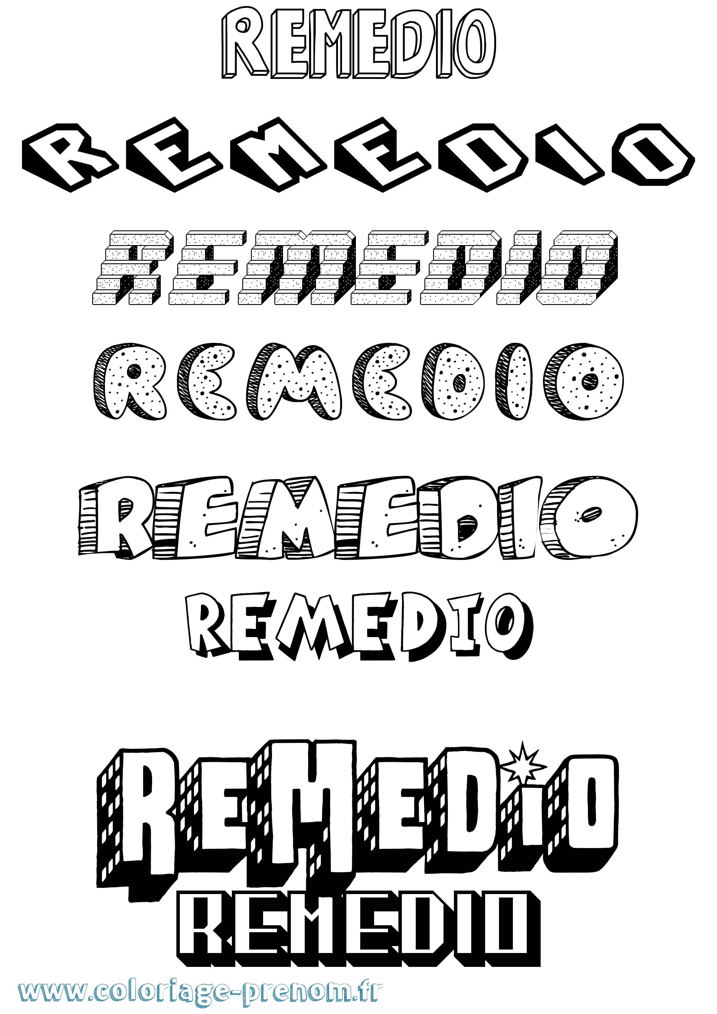 Coloriage Remedio Effet 3D Coloriage prénom Remedio Effet 3D